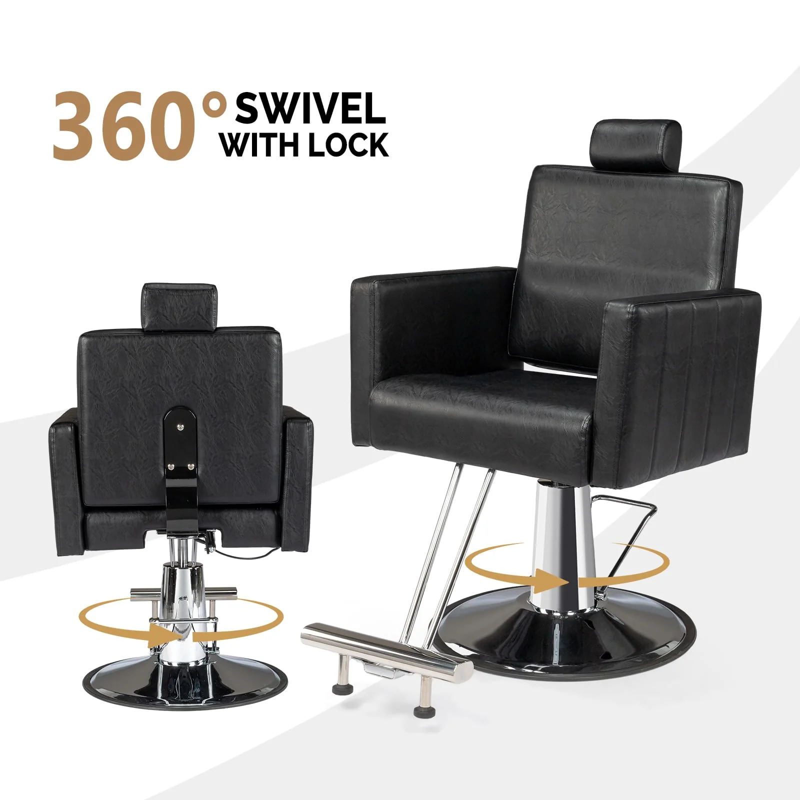 OmySalon SC2401 All Purpose Heavy Duty Reclining Hair Salon Chair w/Headrest and Embossed Pattern - Image 9
