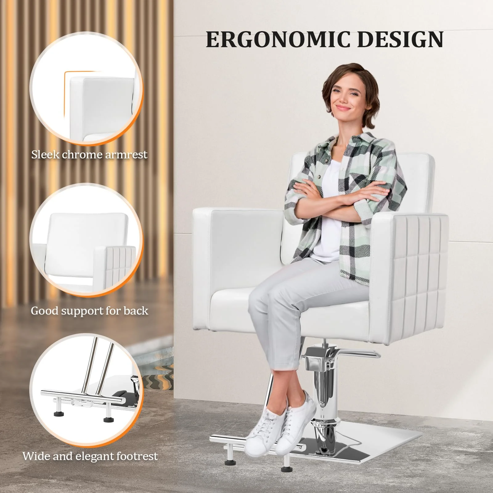 OmySalon SC2001 Heavy Duty Hydraulic Wide Seat Hair Stylist Salon Chair - Image 13