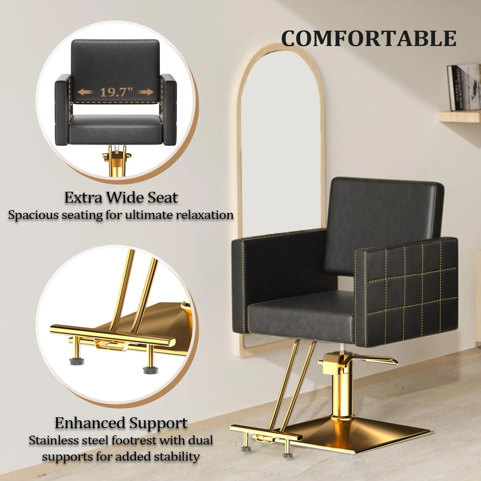 OmySalon SC2001 Heavy Duty Hydraulic Wide Seat Hair Stylist Salon Chair - Image 27