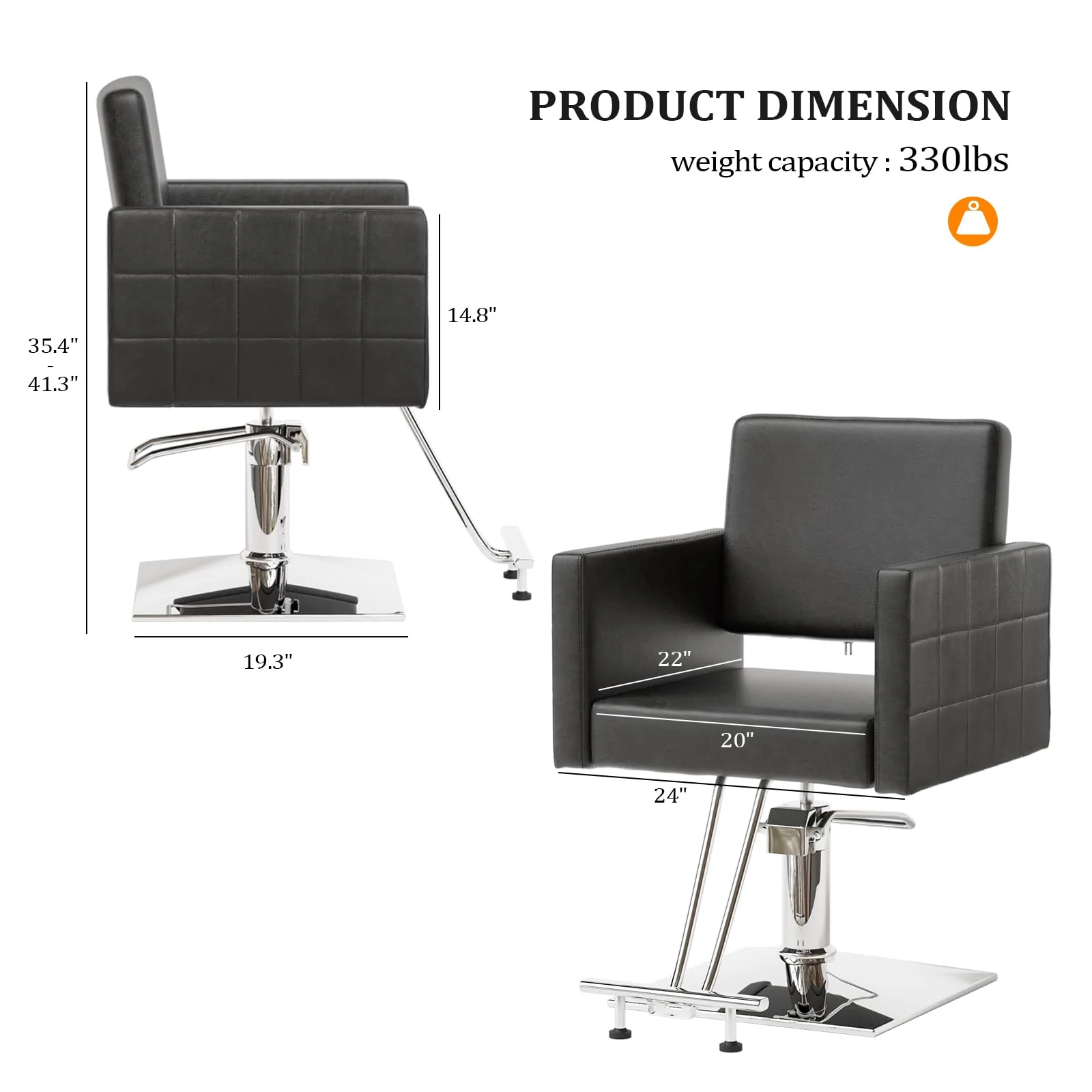 OmySalon SC2001 Heavy Duty Hydraulic Wide Seat Hair Stylist Salon Chair - Image 3