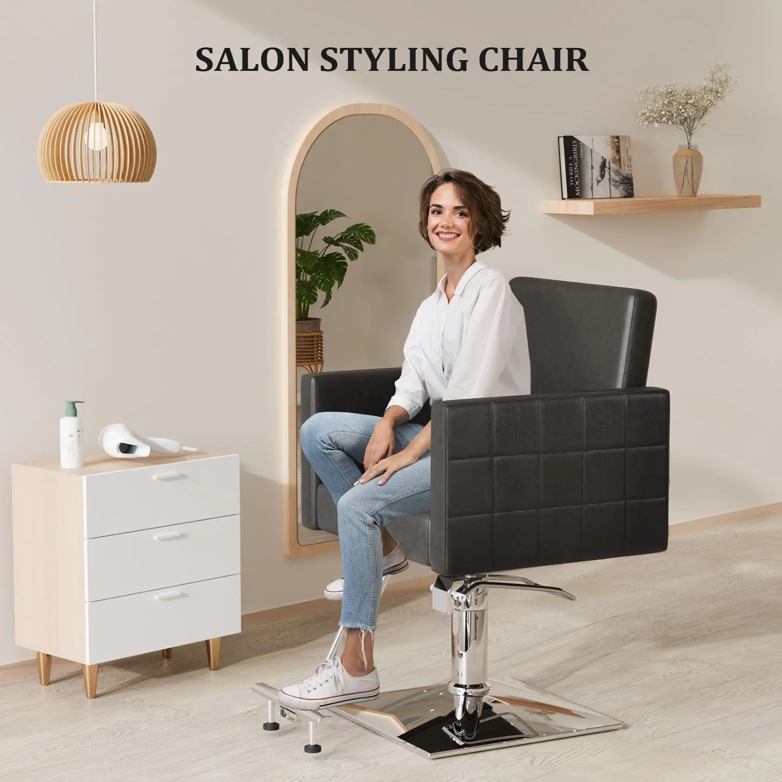 OmySalon SC2001 Heavy Duty Hydraulic Wide Seat Hair Stylist Salon Chair - Image 9