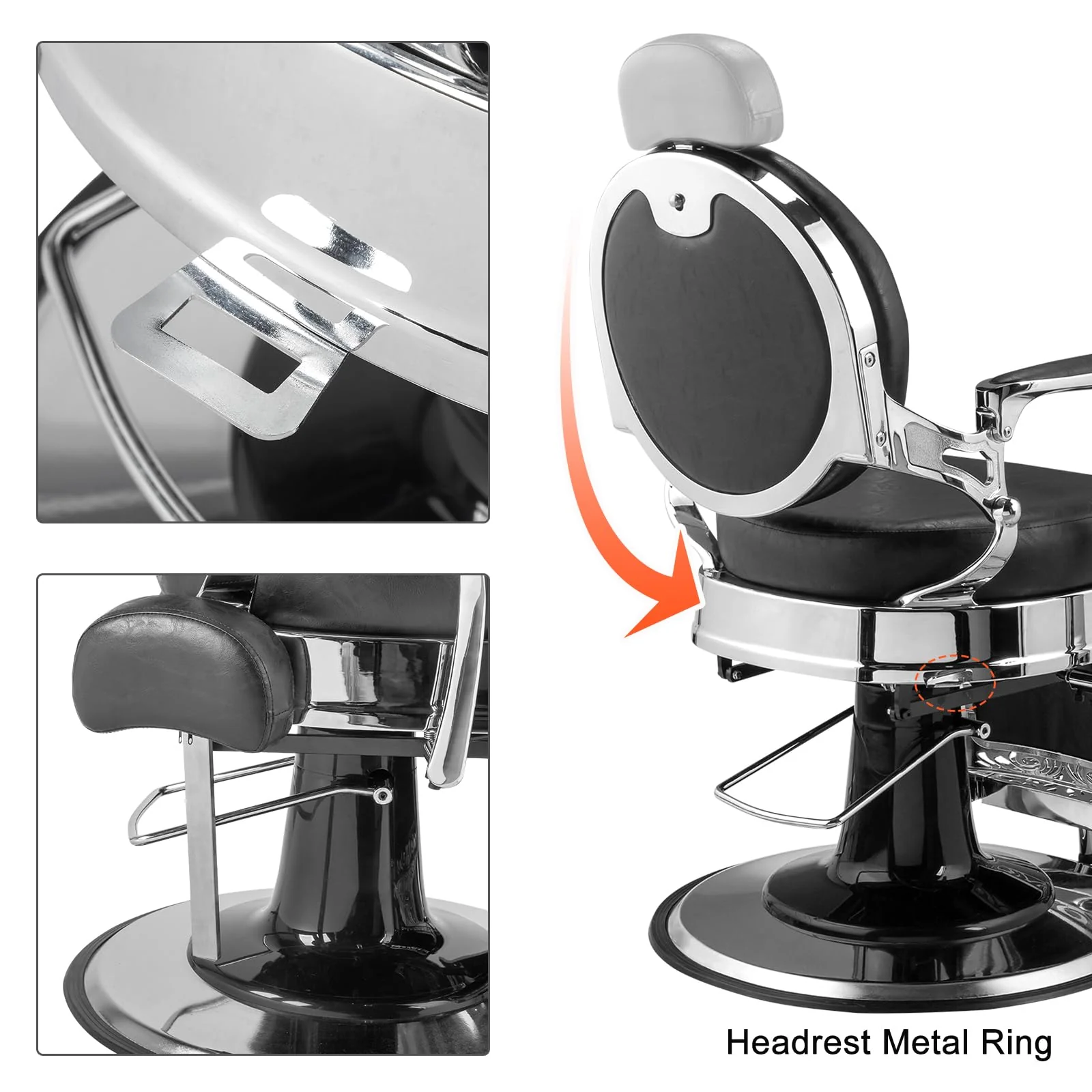 OmySalon PH439 Vintage Style Heavy Duty Hydraulic Recline Barber Chair - Image 6