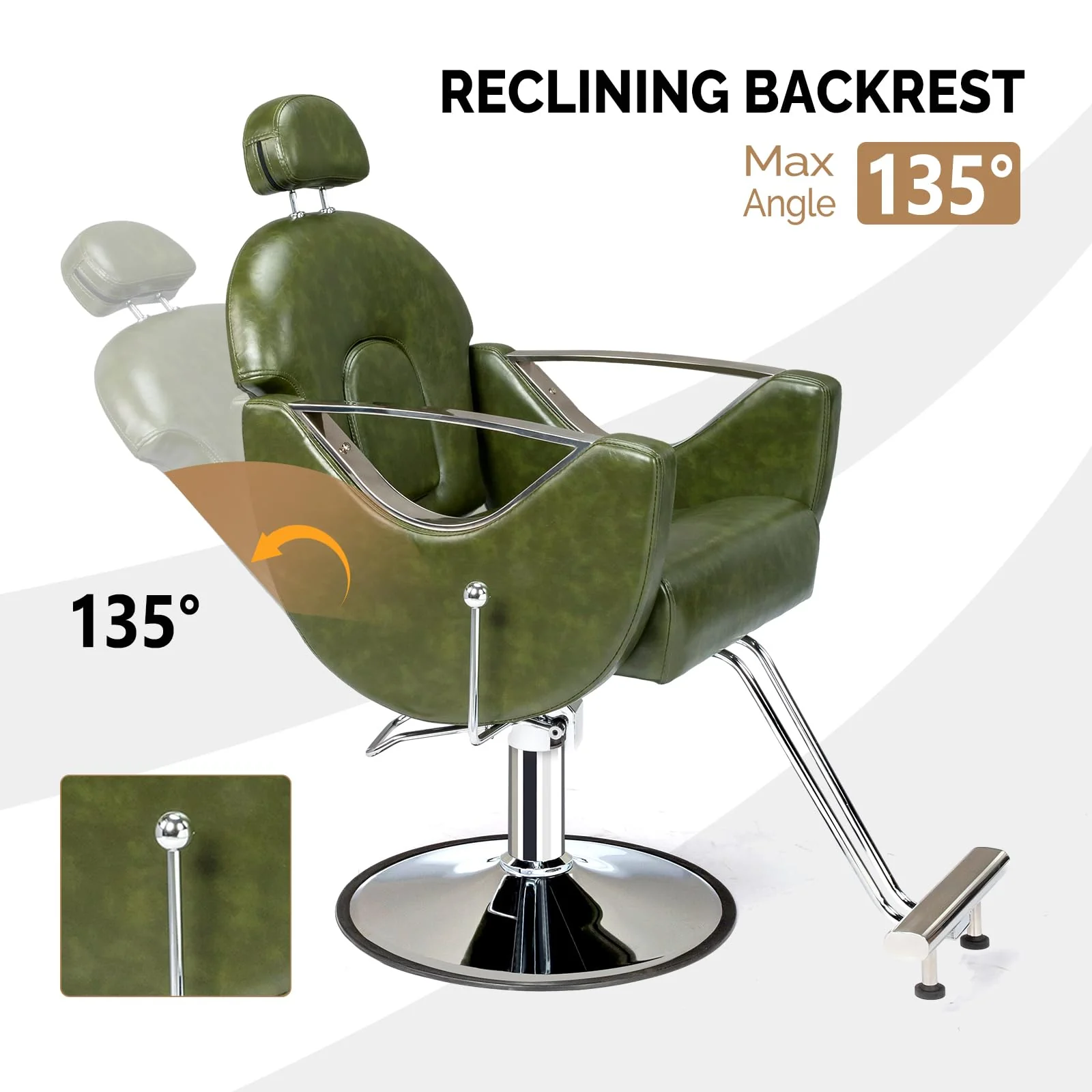 OmySalon SC2101 All Purpose Heavy Duty Reclining Hair Salon Chair w/Headrest - Image 17