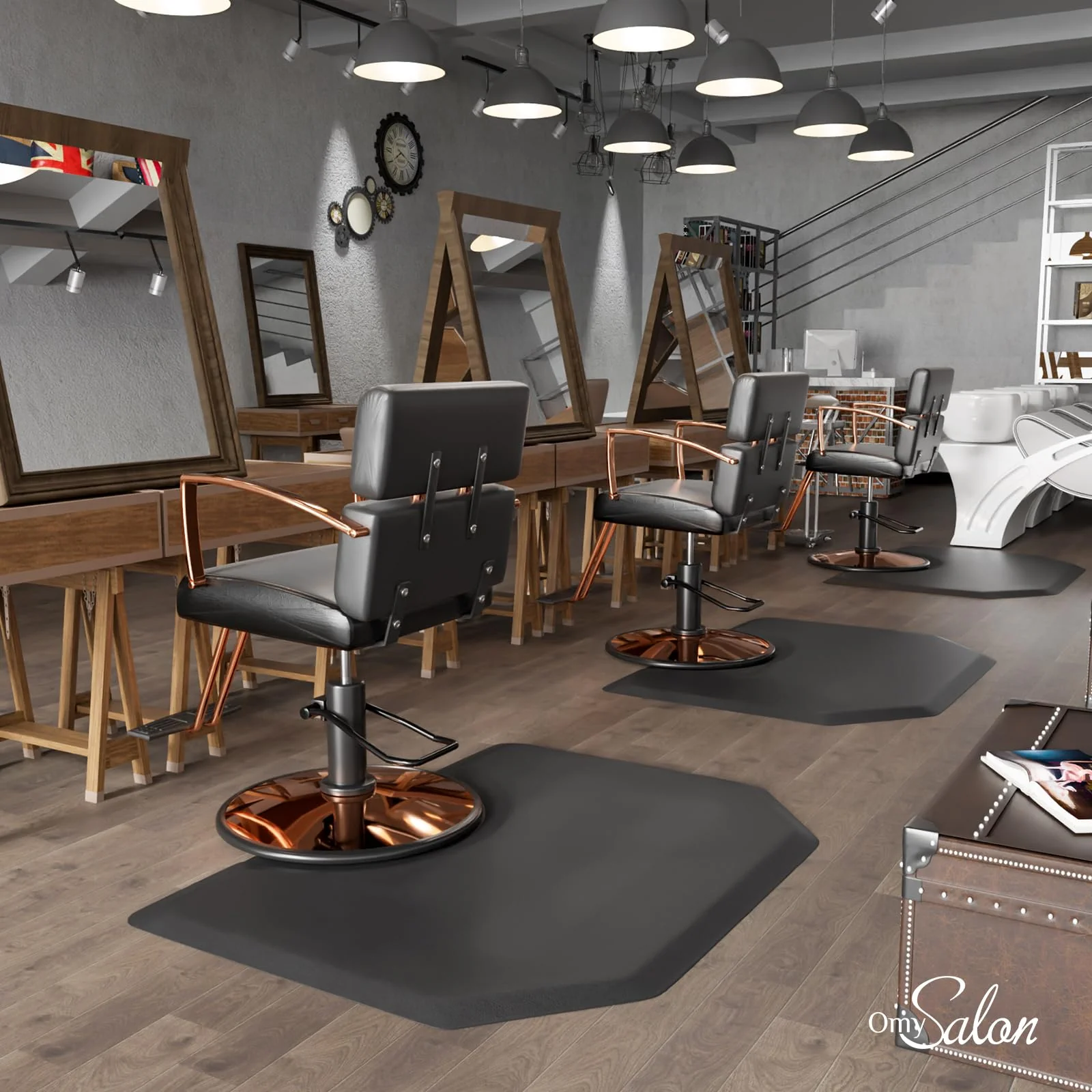 OmySalon Hexagon Salon Anti Fatigue Mat for Round Base Styling Chair 3'x4' 3'x5' 5/8in 7/8in Thick - Image 9