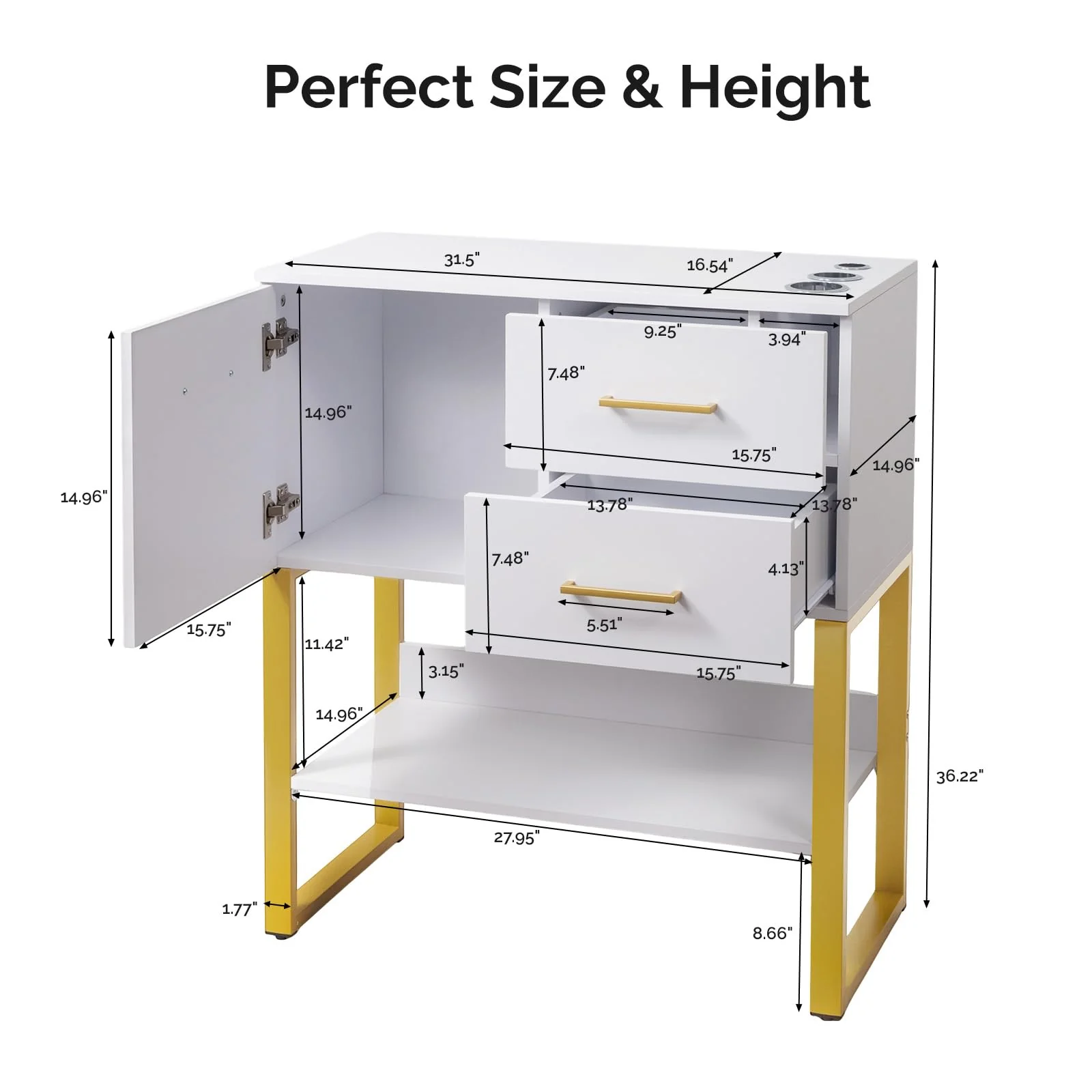 OmySalon HSCOC Salon Styling Storage Station w/2 Drawers 1 Cabinet 1 Open Shelf 3 Hair Dryer Holders - Image 7