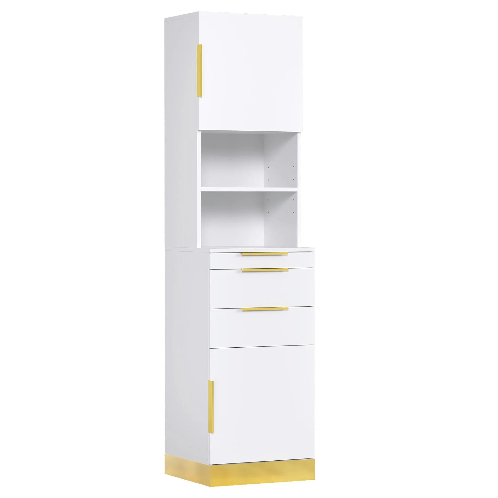 OmySalon HSCS Barber Storage Station Cabinet with 2 Drawers 2 Cabinets 2 Open Shelves 3 Hair Dryer Holders - Image 2