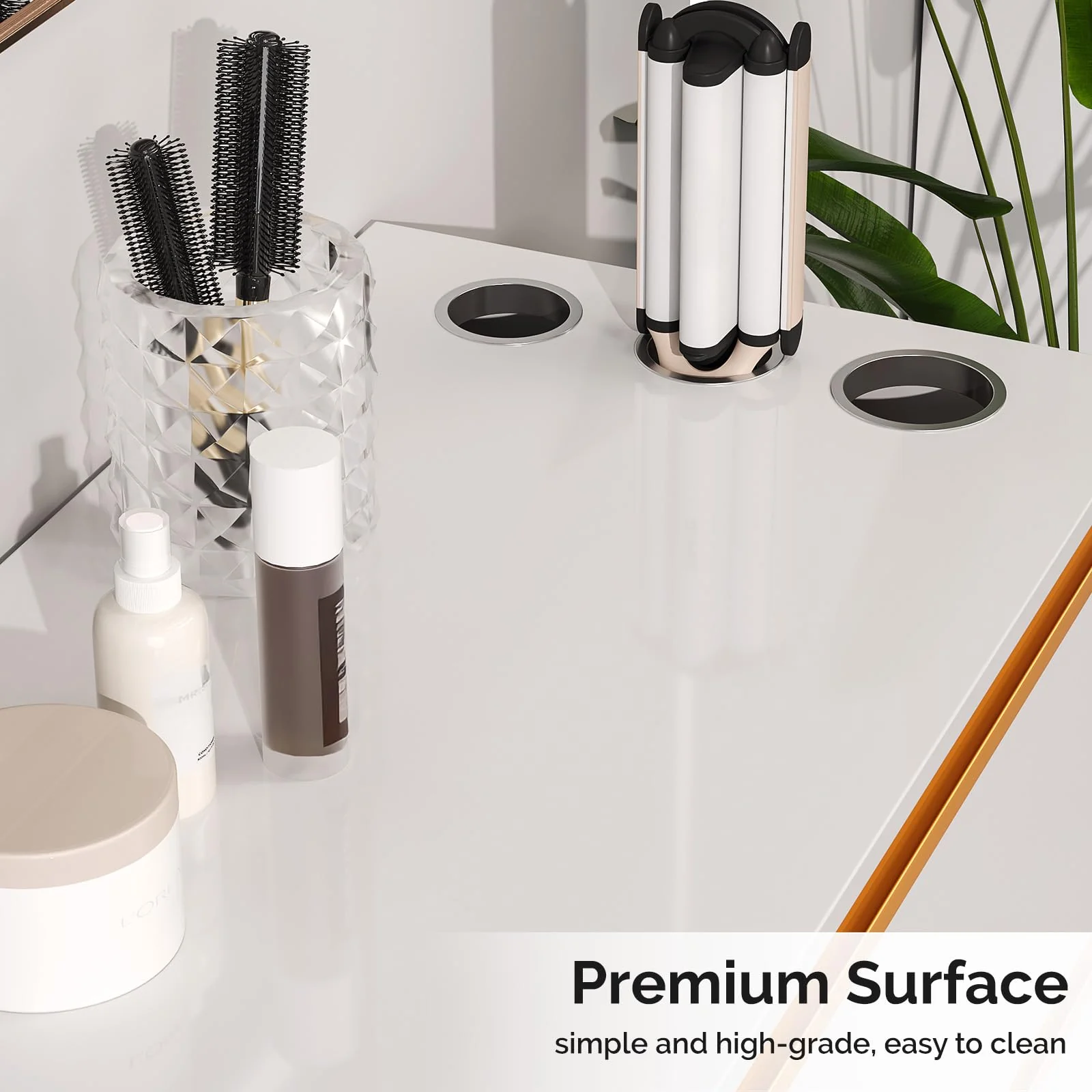 OmySalon HSCSM Salon Styling Storage Station w/Square Mirror & 3 Drawers 3 Hair Dryer Holders - Image 11