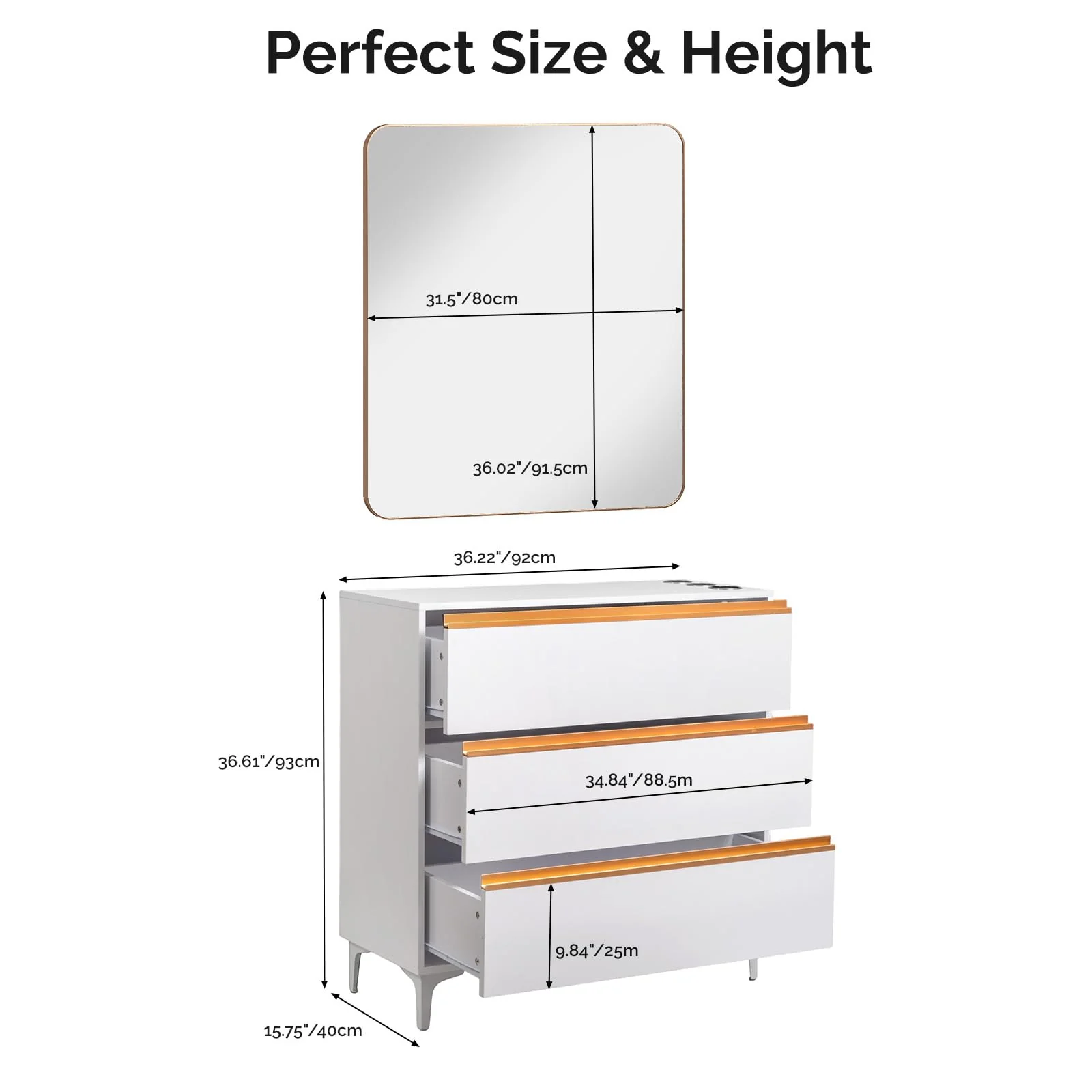 OmySalon HSCSM Salon Styling Storage Station w/Square Mirror & 3 Drawers 3 Hair Dryer Holders - Image 12