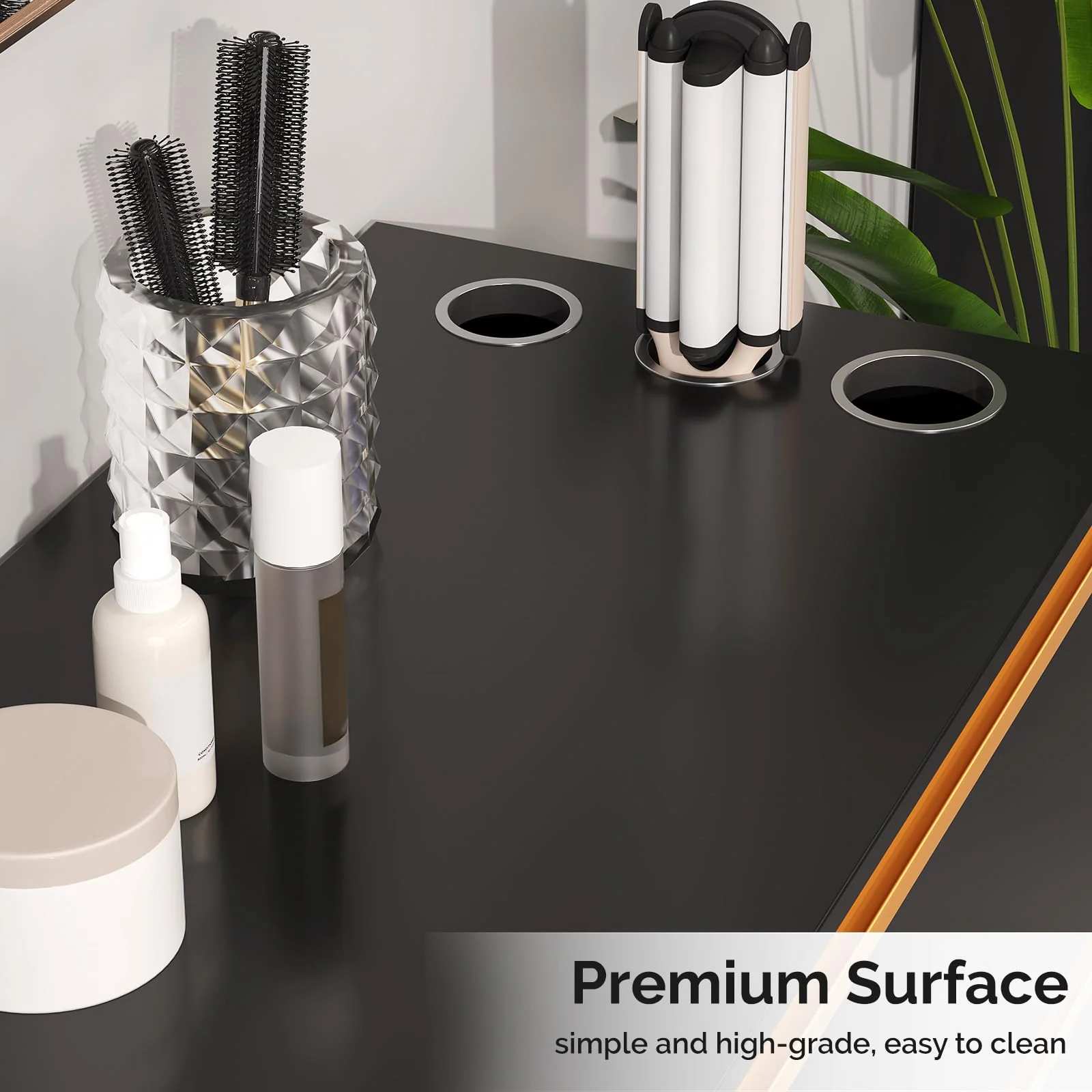 OmySalon HSCSM Salon Styling Storage Station w/Square Mirror & 3 Drawers 3 Hair Dryer Holders - Image 5