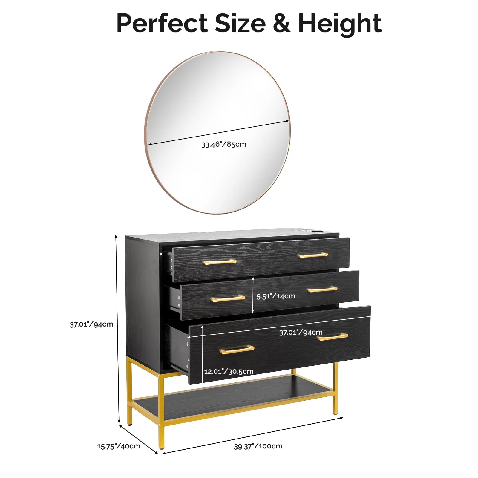 OmySalon HSCTD Salon Styling Storage Station w/Mirror & 3 Drawers 1 Open Shelf 3 Hair Dryer Holders - Image 6