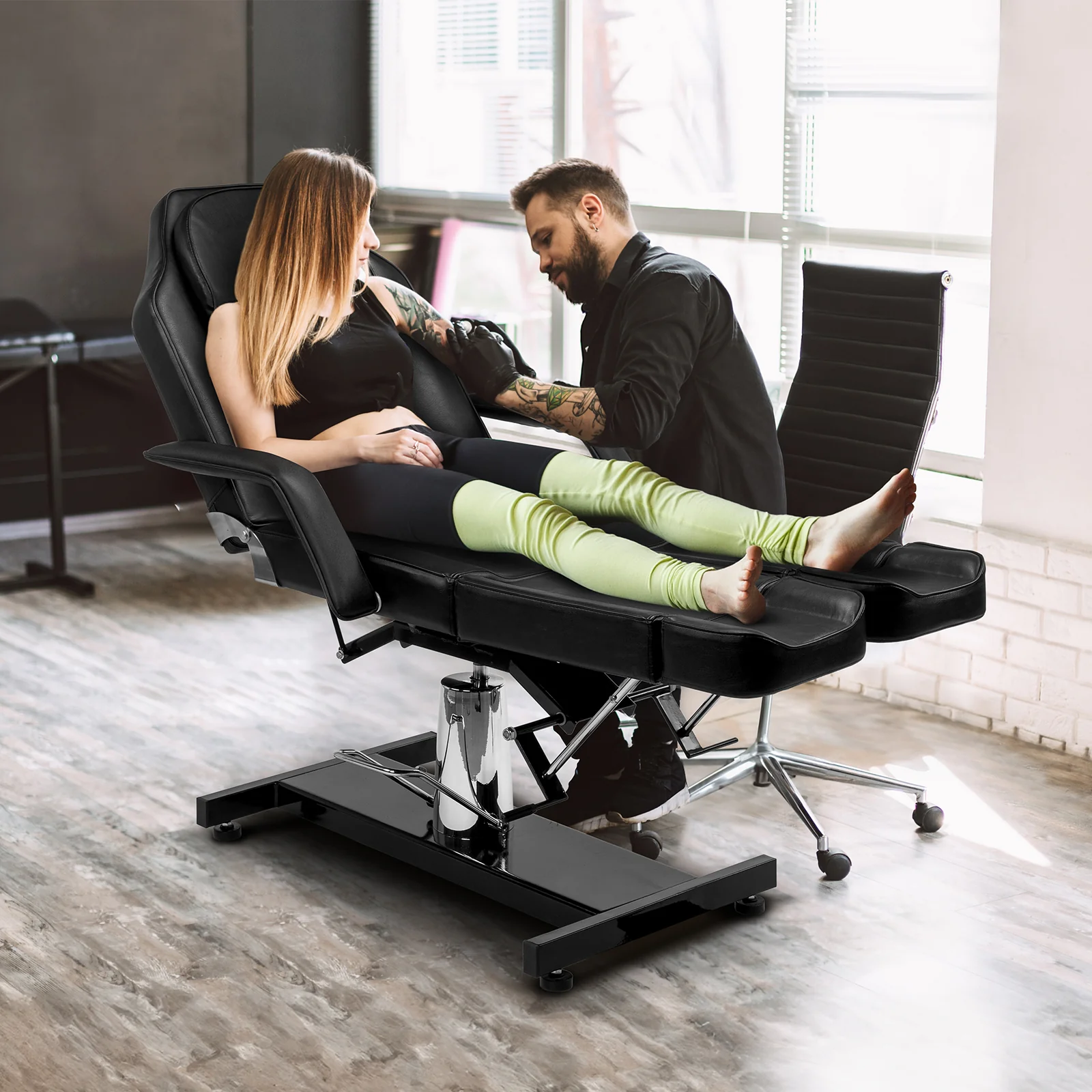 OmySalon HTBS 71in Professional 360 Degree Rotating Hydraulic Height Adjustable Facial Massage Tattoo Bed with 2 Adjustable Split Legs - Image 8