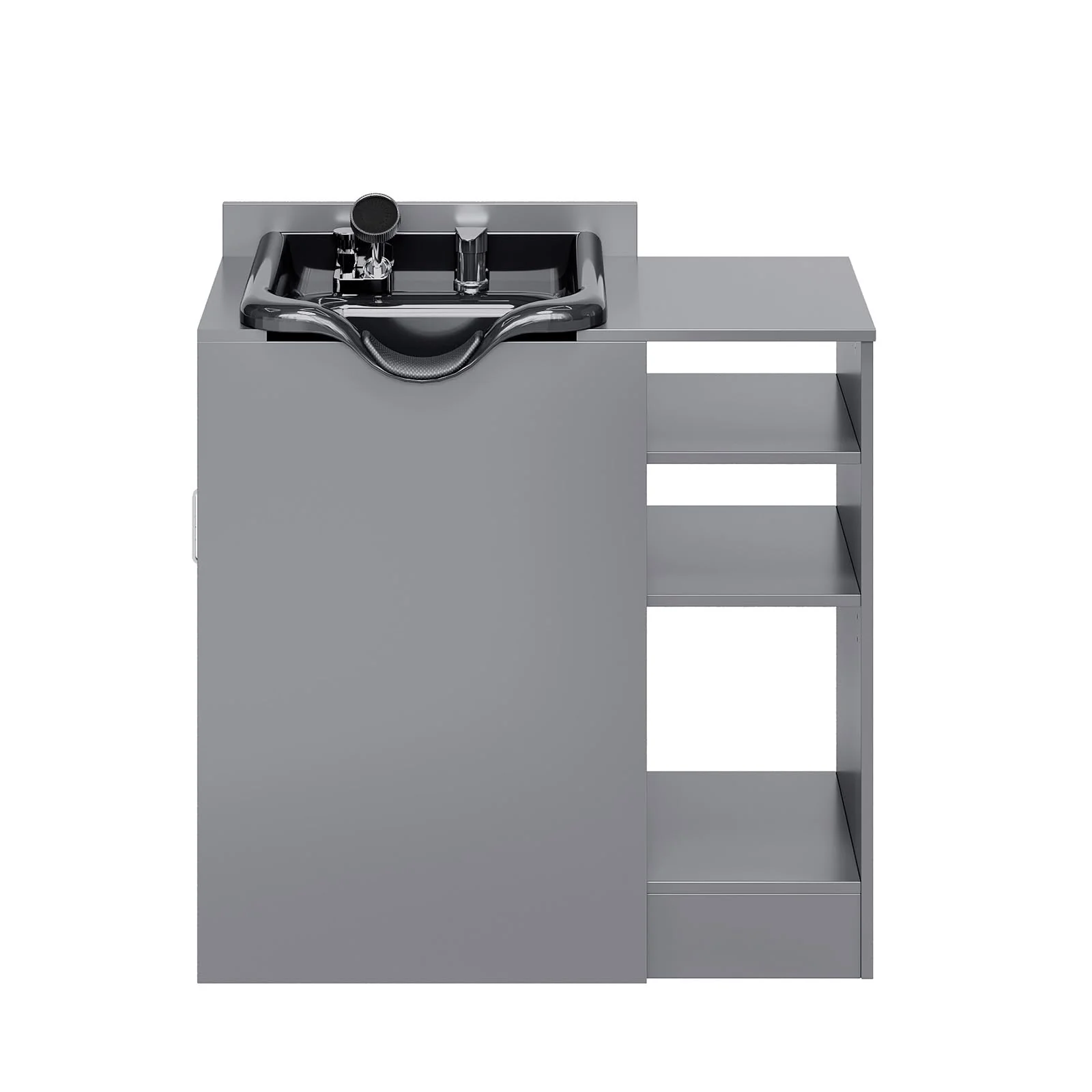 Omysalon HWCOC Salon Wet Cabinet Station with Shampoo Bowl & Adjustable Shelves & Sprayer Faucet - Image 15