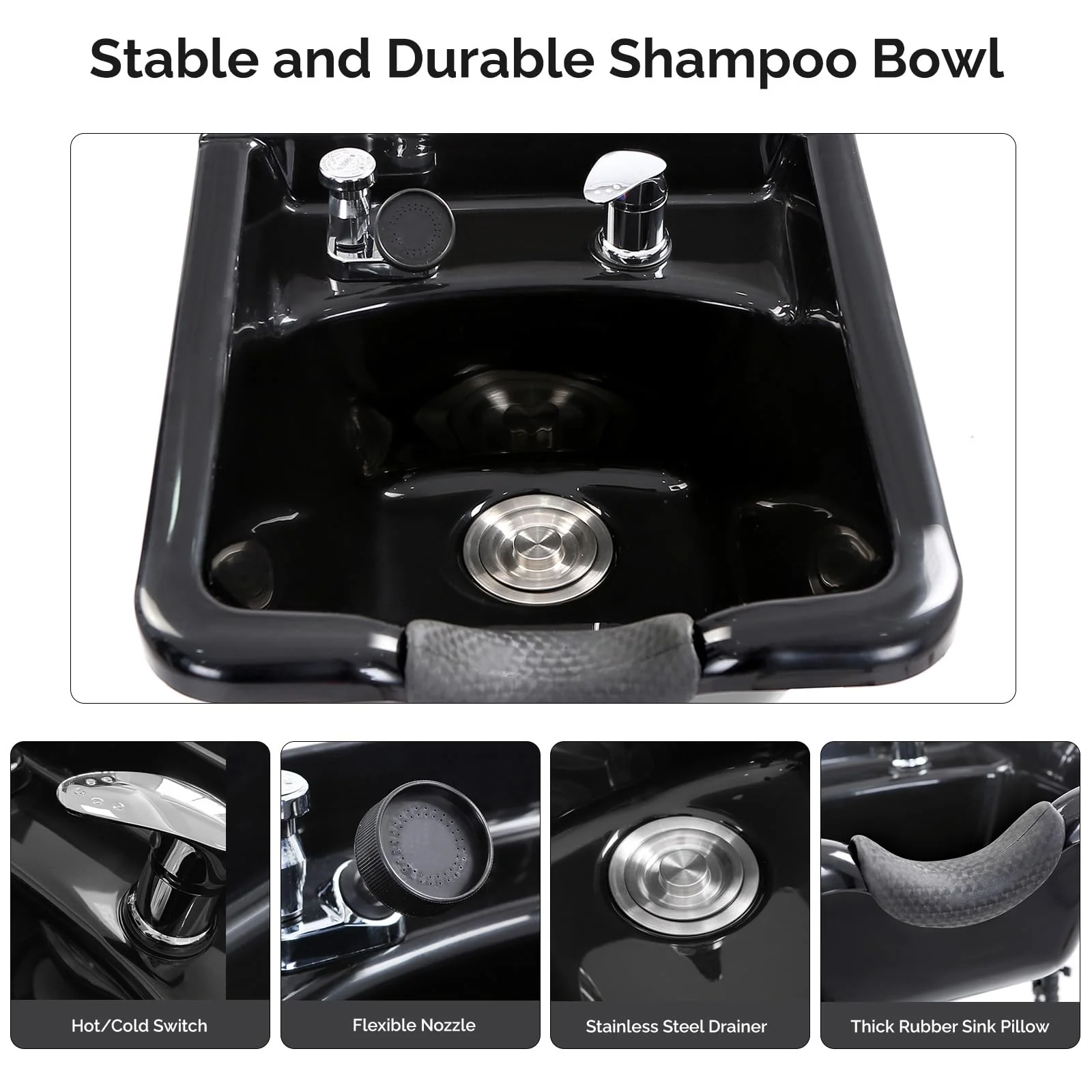 Omysalon HWCOC Salon Wet Cabinet Station with Shampoo Bowl & Adjustable Shelves & Sprayer Faucet - Image 19