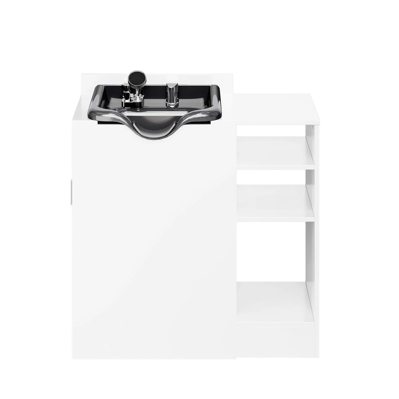 Omysalon HWCOC Salon Wet Cabinet Station with Shampoo Bowl & Adjustable Shelves & Sprayer Faucet - Image 23