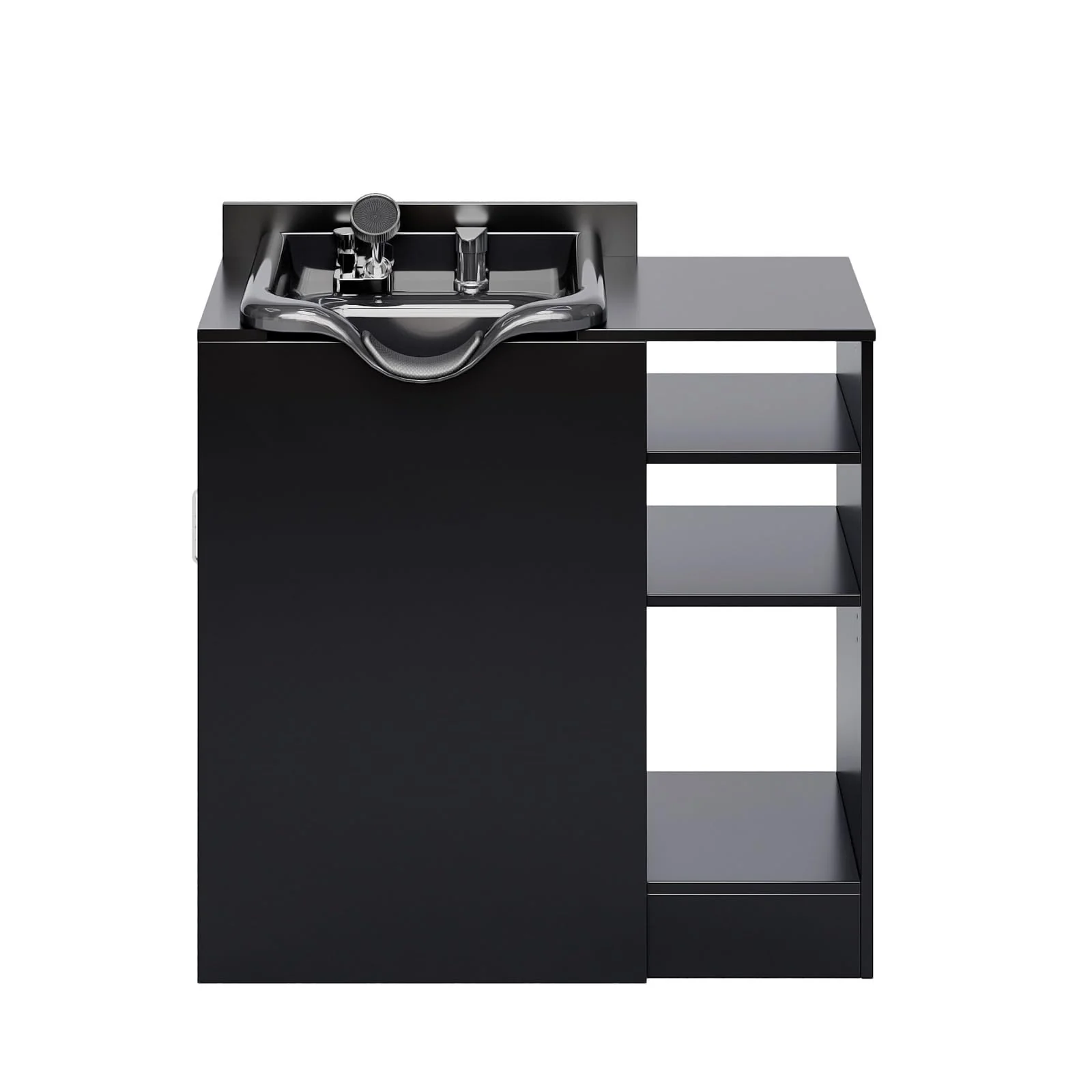 Omysalon HWCOC Salon Wet Cabinet Station with Shampoo Bowl & Adjustable Shelves & Sprayer Faucet - Image 8
