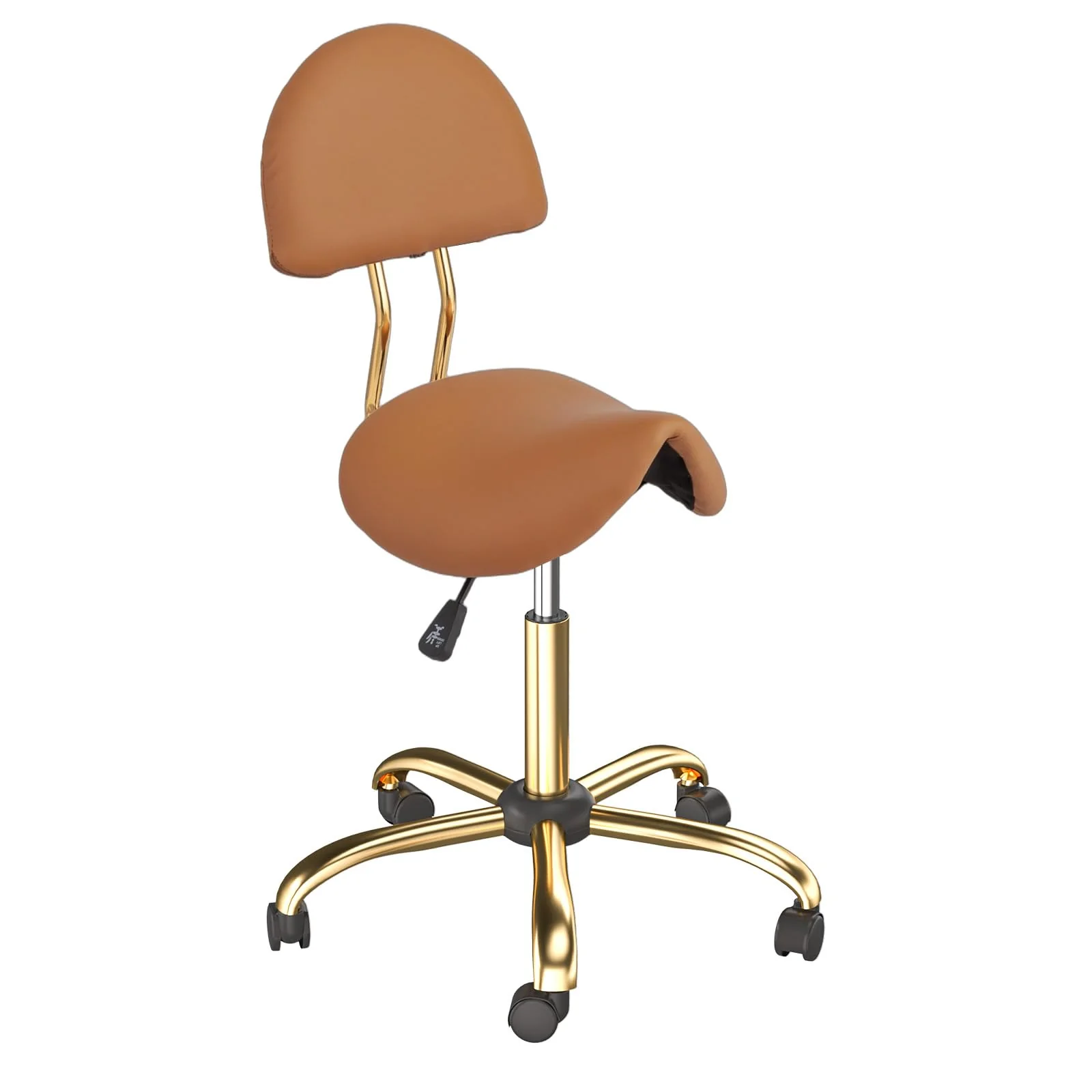 OmySalon Hydraulic Adjustable Rolling Saddle Stool with Back Support - Image 17