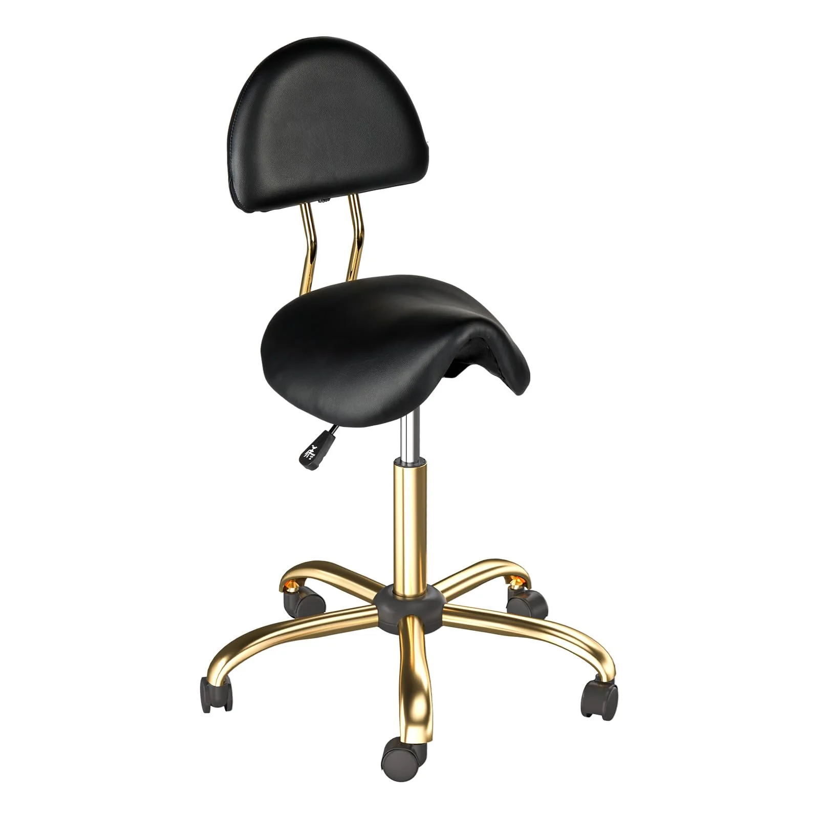 OmySalon Hydraulic Adjustable Rolling Saddle Stool with Back Support - Image 9