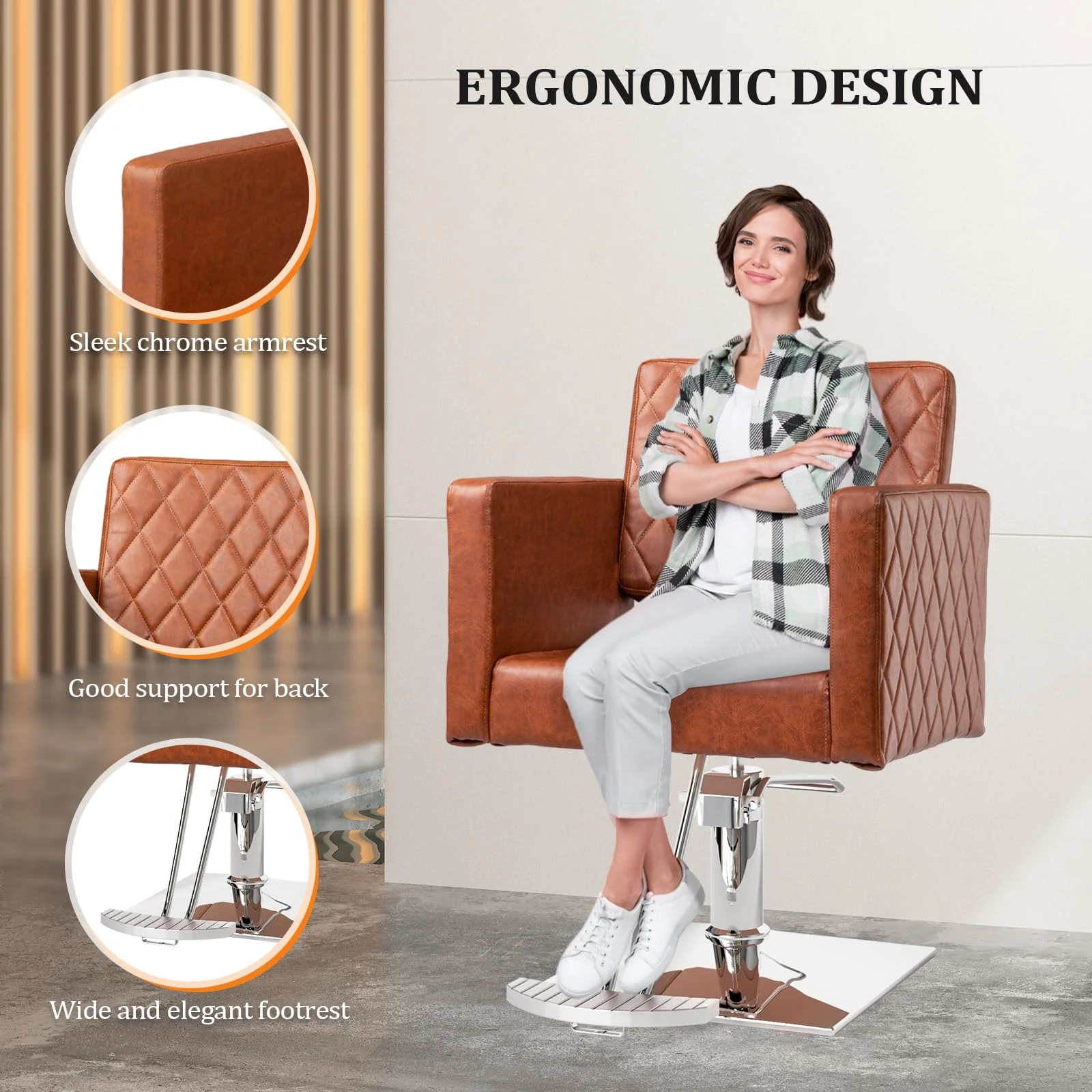 OmySalon SC2002 Heavy Duty Hydraulic Wide Seat Hair Stylist Salon Chair - Image 13