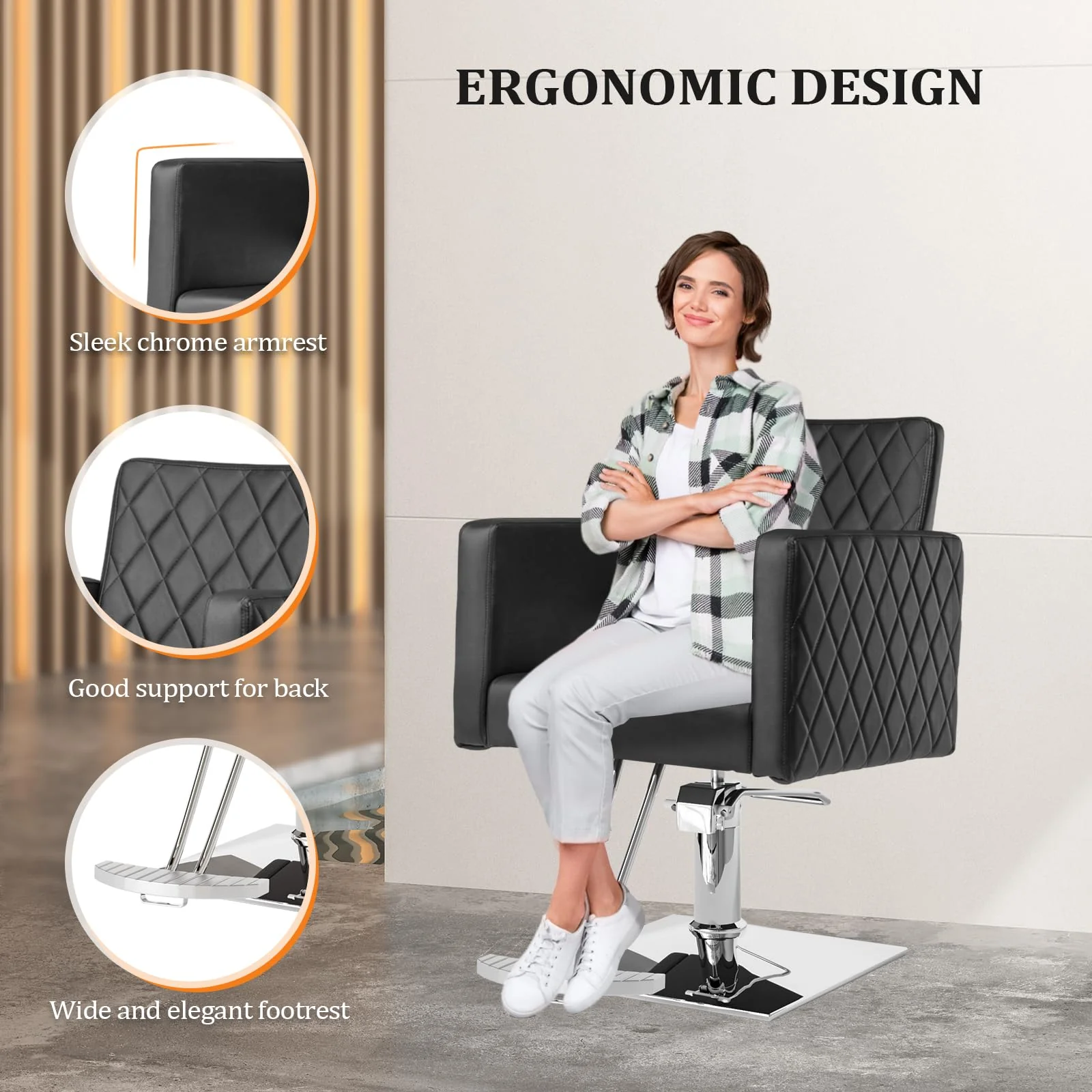 OmySalon SC2002 Heavy Duty Hydraulic Wide Seat Hair Stylist Salon Chair - Image 3