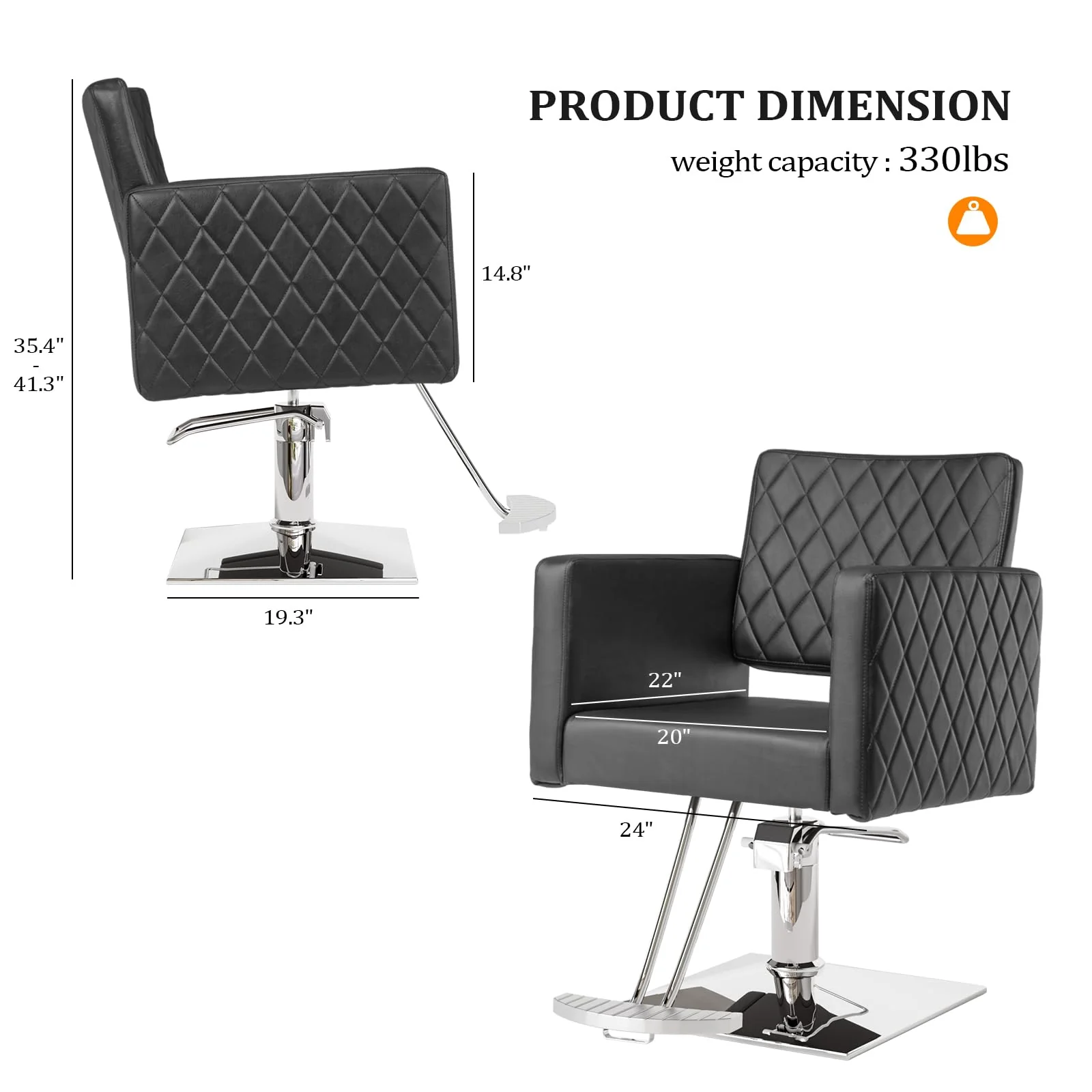 OmySalon SC2002 Heavy Duty Hydraulic Wide Seat Hair Stylist Salon Chair - Image 9