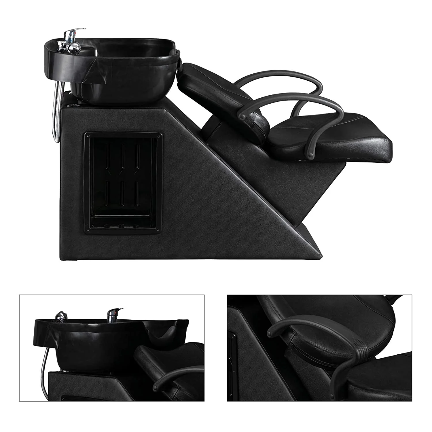 OmySalon BU1101 Salon Shampoo Backwash Chair Unit with Deep ABS Plastic Shampoo Bowl - Image 4