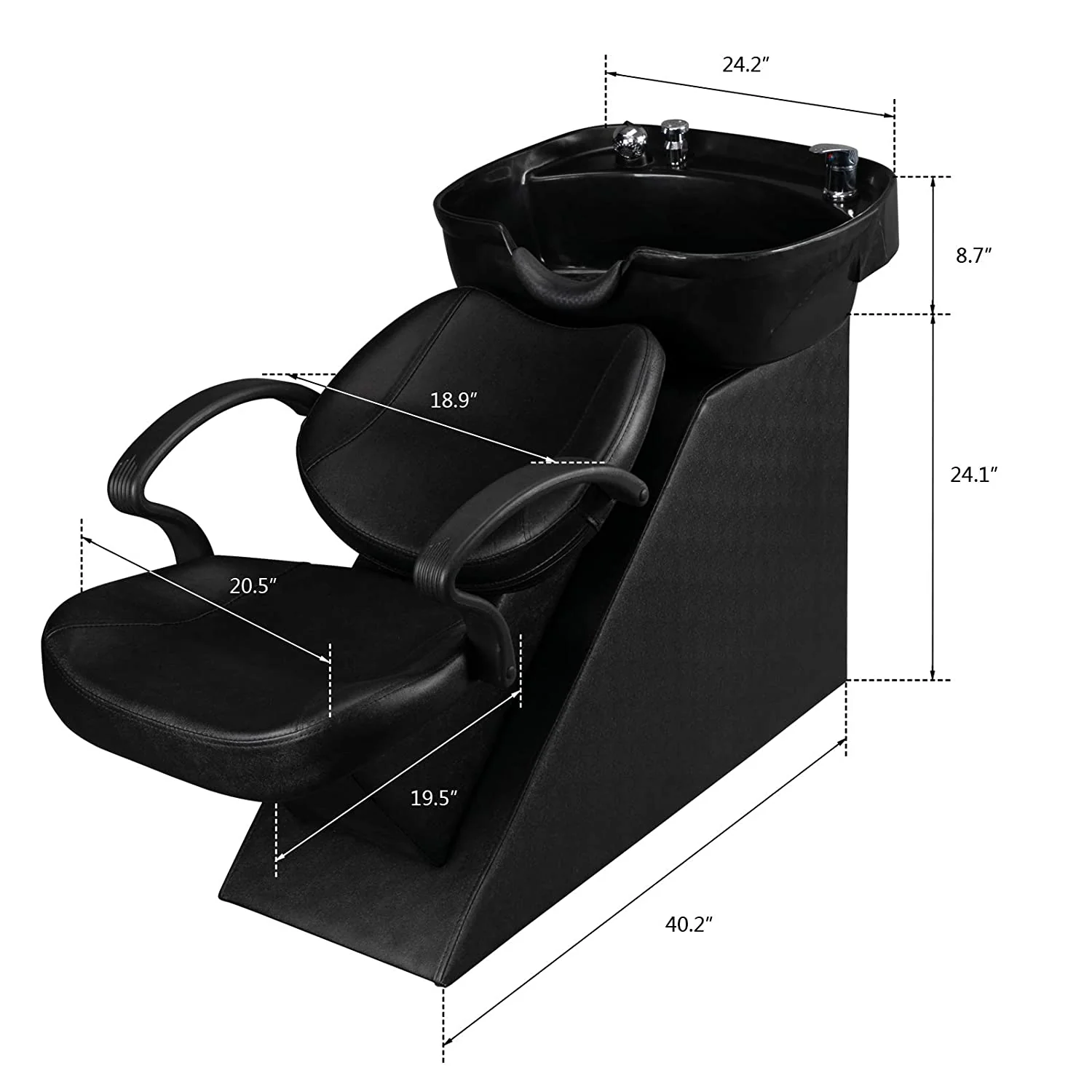 OmySalon BU1101 Salon Shampoo Backwash Chair Unit with Deep ABS Plastic Shampoo Bowl - Image 7
