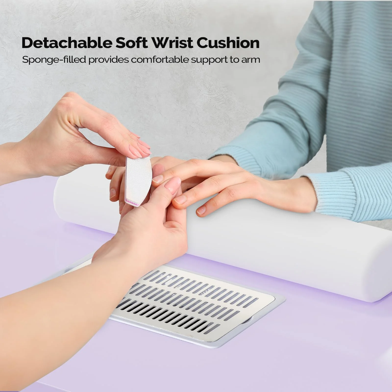 Omysalon MT-DC Nail Manicure Table w/Electric Dust Collector & Wrist Rest & 2 Open Spaces 1 Side Cabinet 4 Drawers - Image 33