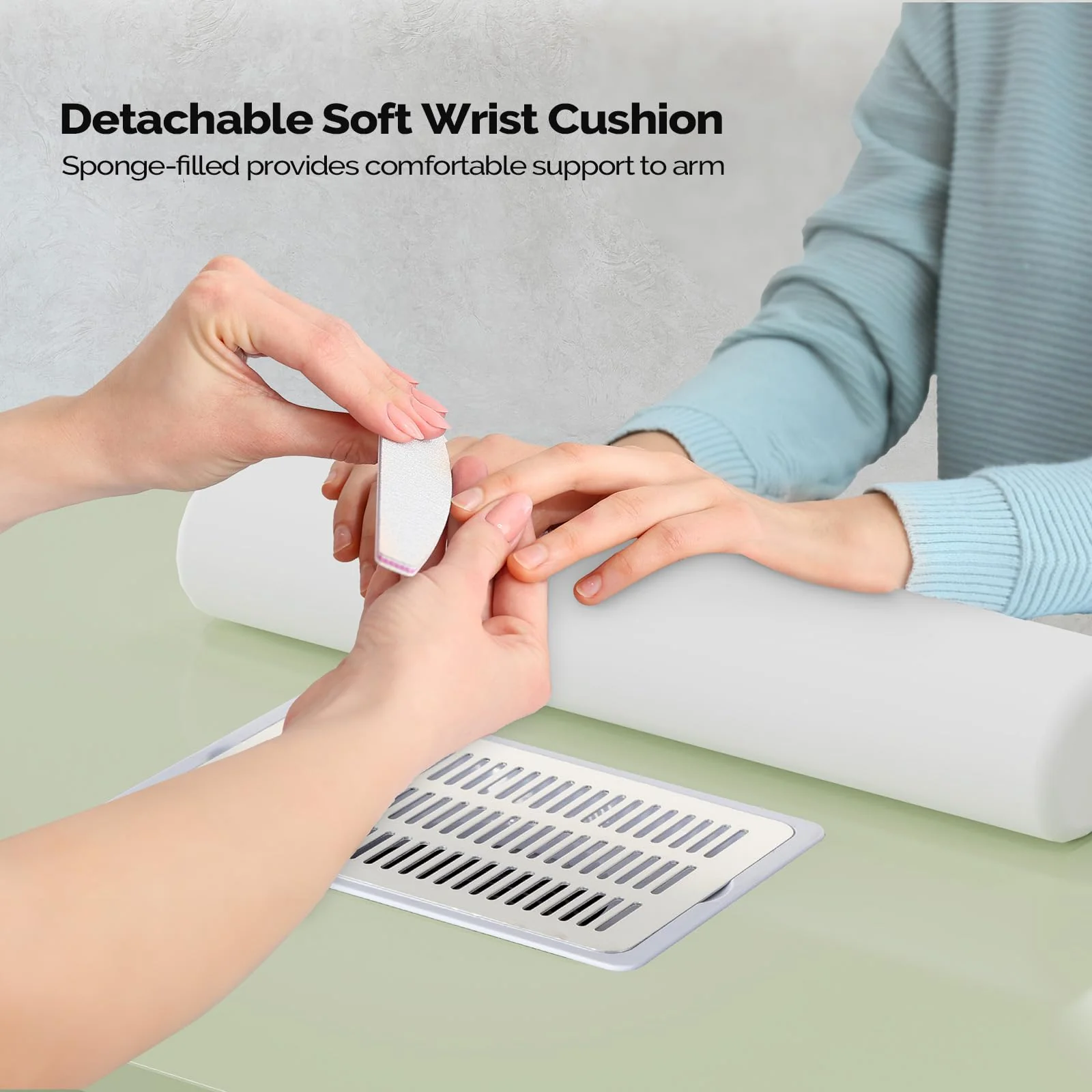 Omysalon MT-DC Nail Manicure Table w/Electric Dust Collector & Wrist Rest & 2 Open Spaces 1 Side Cabinet 4 Drawers - Image 40
