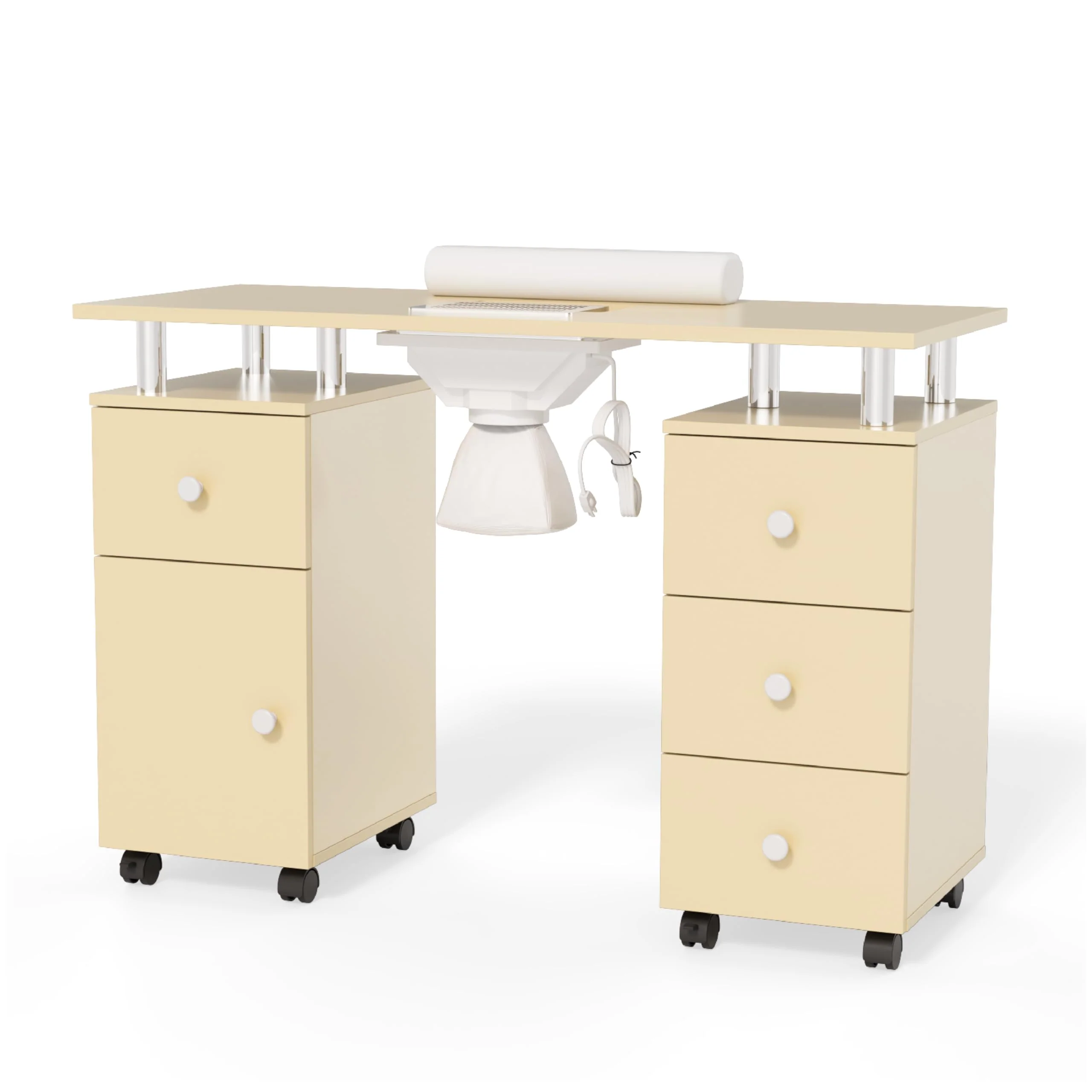 Omysalon MT-DC Nail Manicure Table w/Electric Dust Collector & Wrist Rest & 2 Open Spaces 1 Side Cabinet 4 Drawers - Image 42