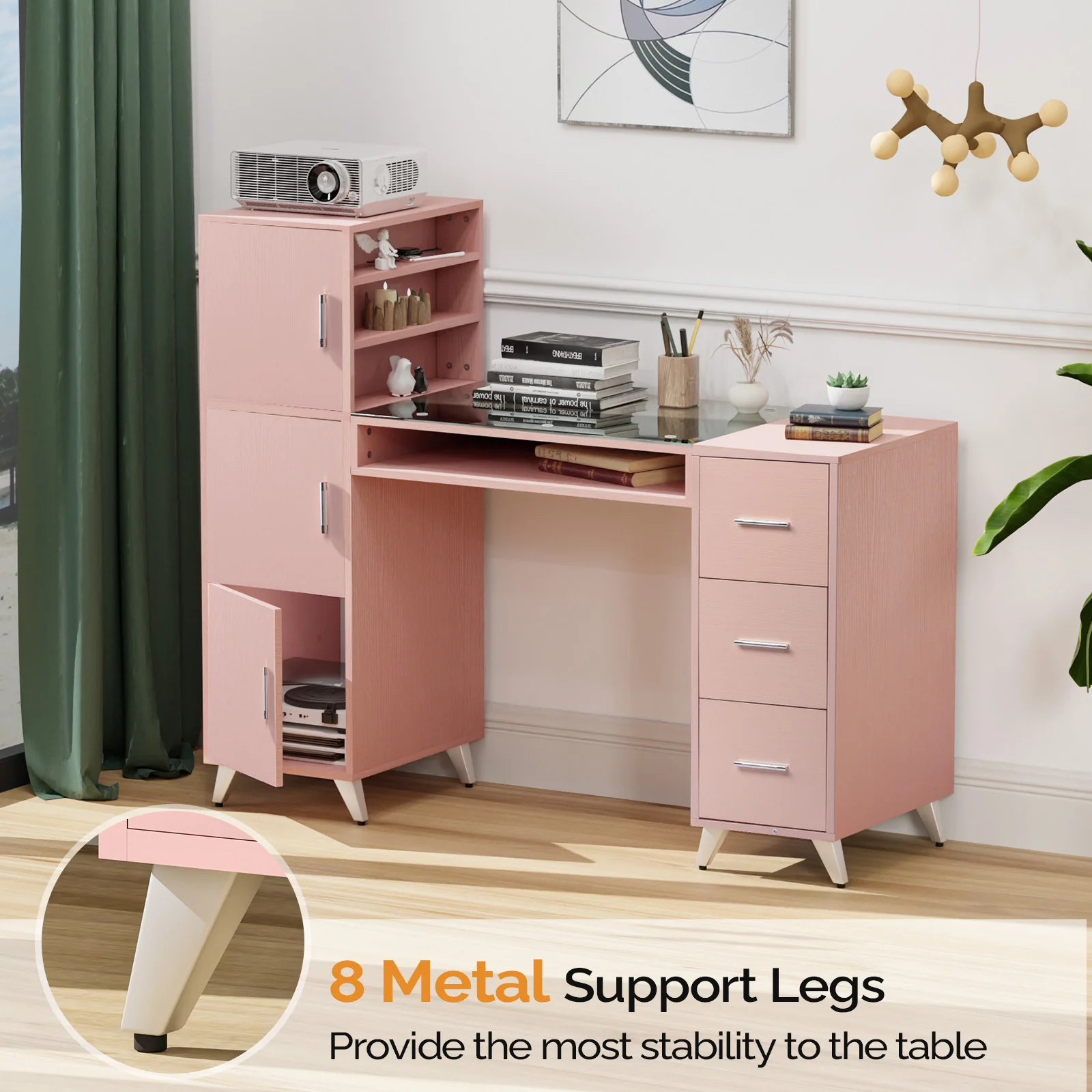 Omysalon MTD Nail Manicure Table w/Glass Top & Wrist Rest - Image 25