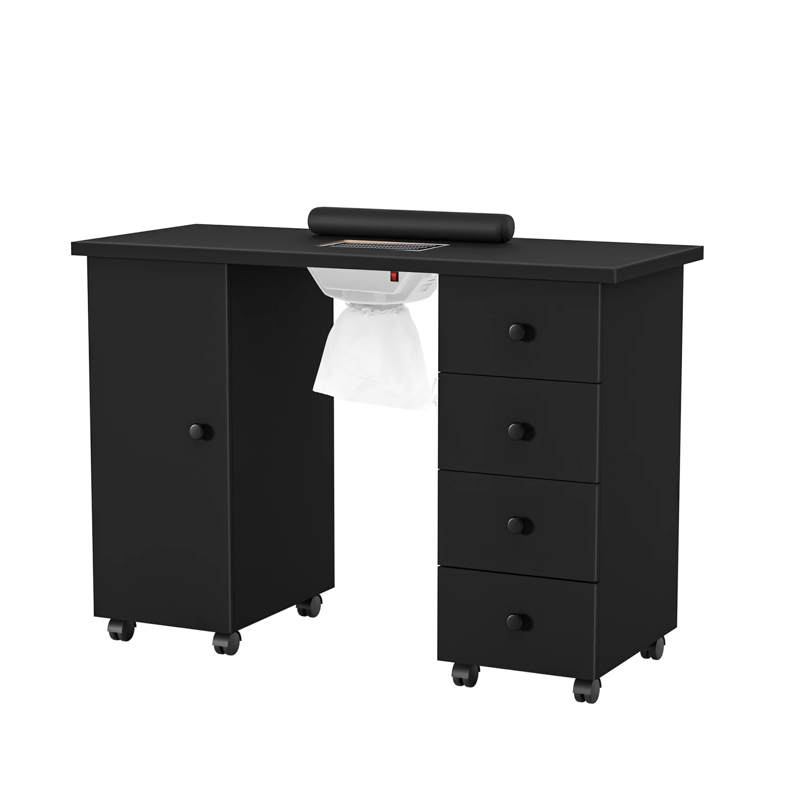 Omysalon 4DMT-DC Nail Manicure Table w/Electric Dust Collector & Wrist Rest & 1 Large Cabinet 4 Drawers - Image 10