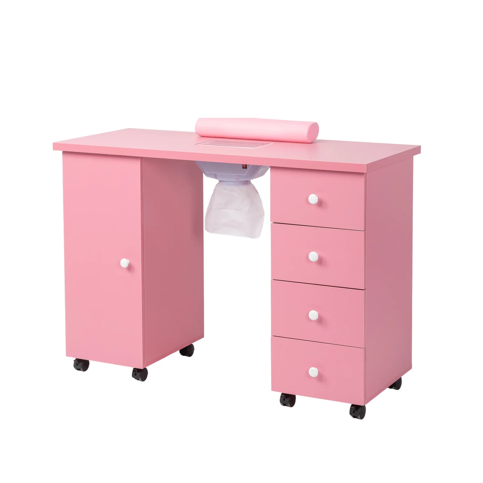 Omysalon 4DMT-DC Nail Manicure Table w/Electric Dust Collector & Wrist Rest & 1 Large Cabinet 4 Drawers - Image 19