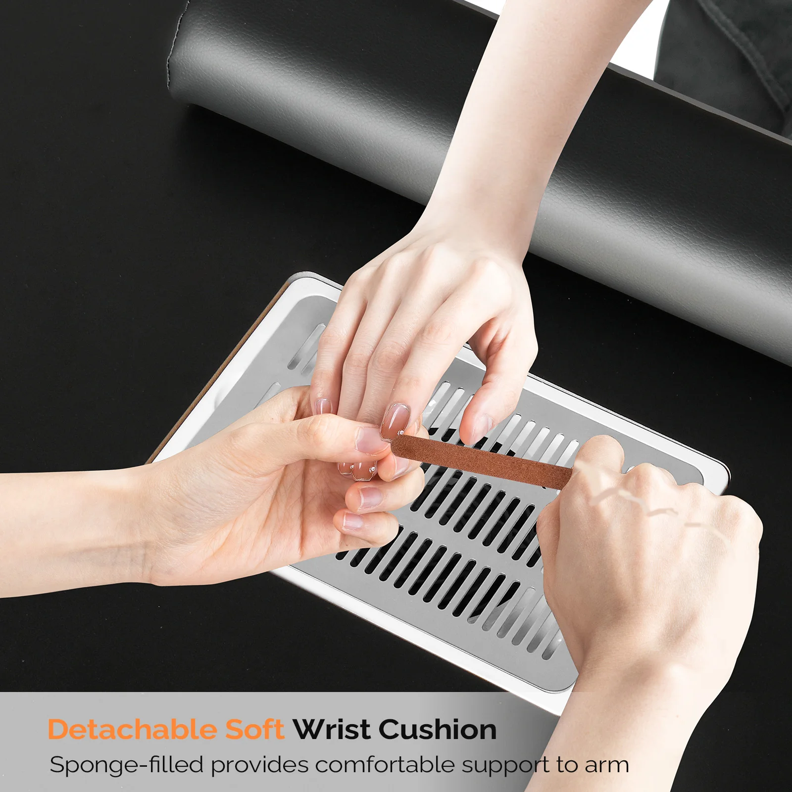 Omysalon 3DMT-DC Nail Manicure Table w/Electric Dust Collector & Wrist Rest & 3 Layers Open Side Cabinets 3 Drawers - Image 14