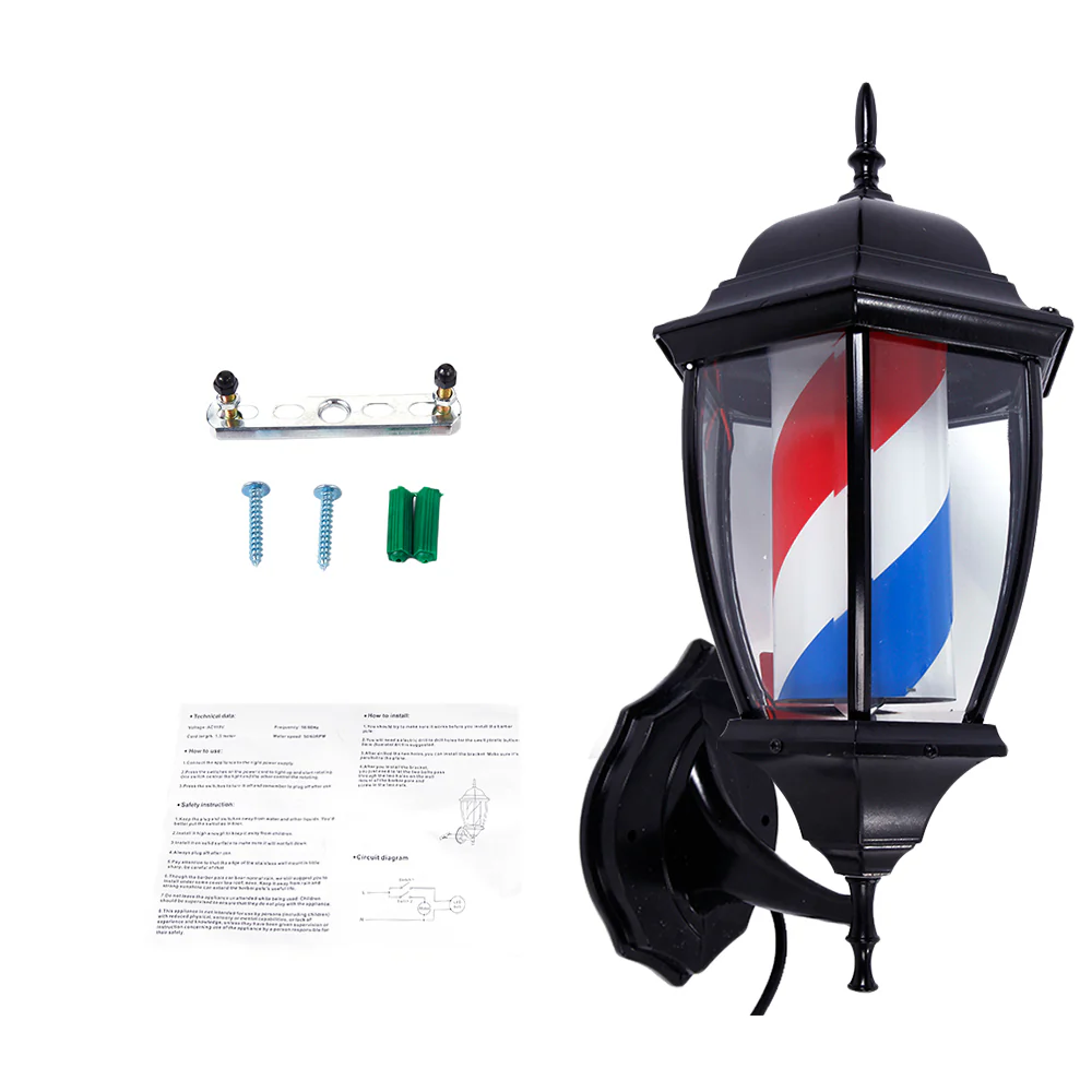 OmySalon 20in Barber Pole Light with Rotating Red White Blue LED Strips - Image 7