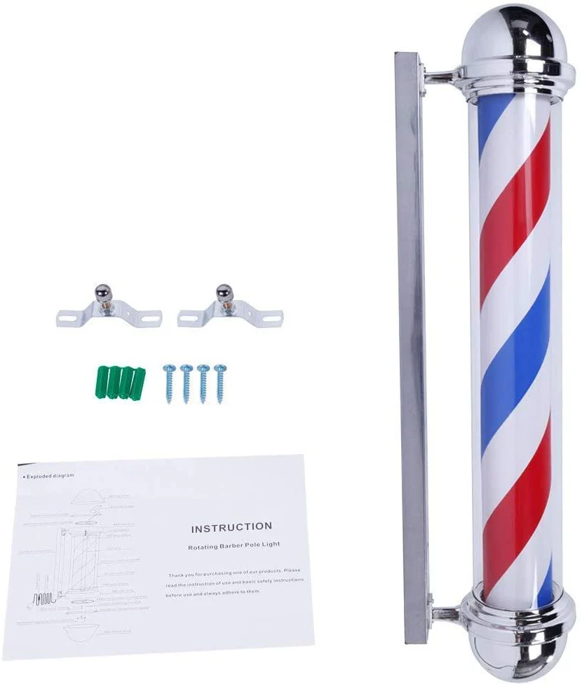 OmySalon 36in Barber Pole Light with Rotating Red White Blue LED Strips - Image 9