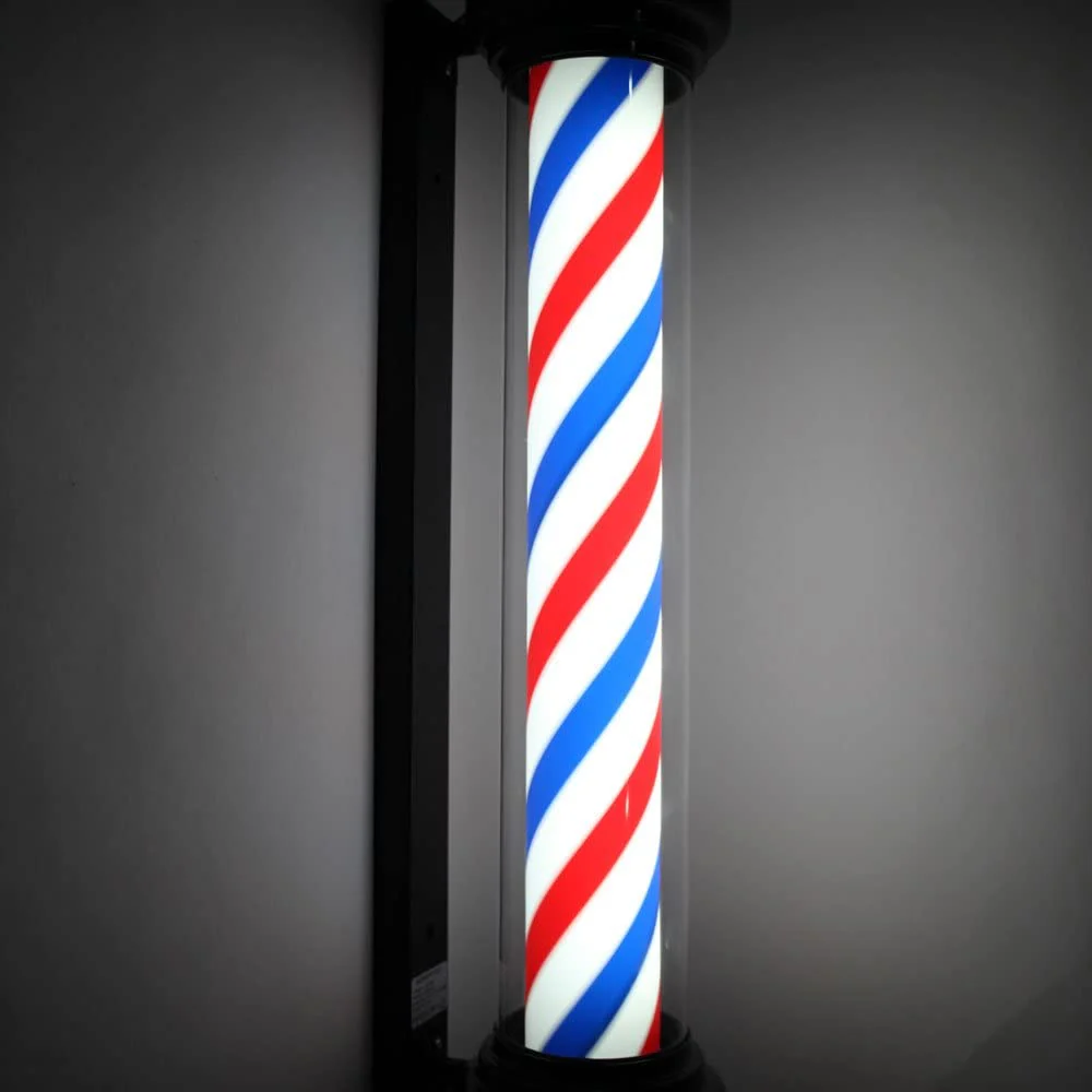 OmySalon 41in Rome Style Barber Pole LED Light with Rotating Red White Blue LED Strips - Image 3