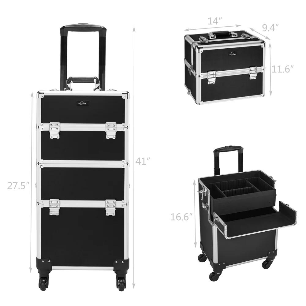 Omysalon MCA301 2-in-1 Aluminum Rolling Makeup Train Organizer - Image 15