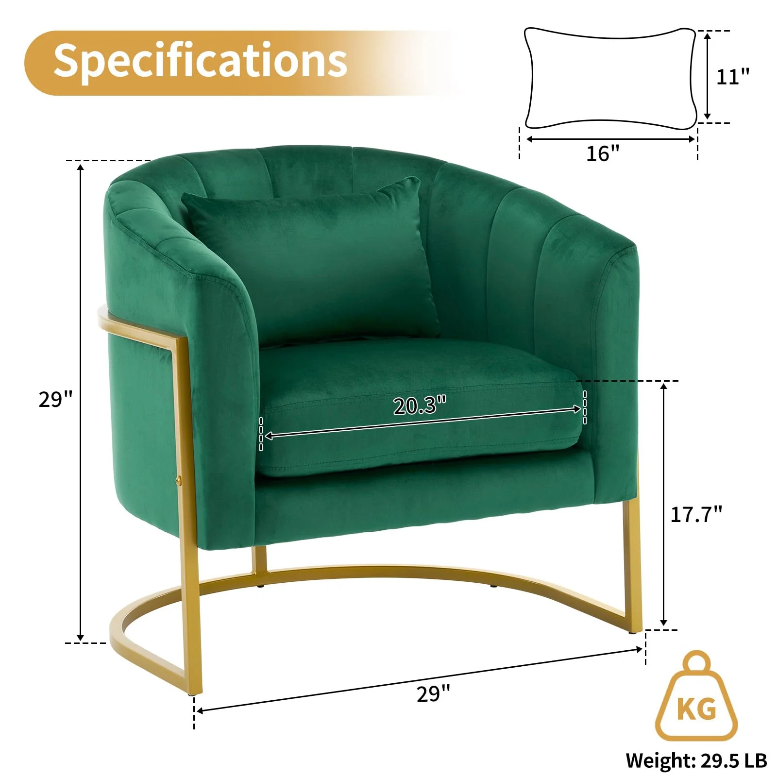 OmySalon Modern Velvet Vanity Manicure Chair with Gold Metal Support & Comfotable Armrest Pillow - Image 11
