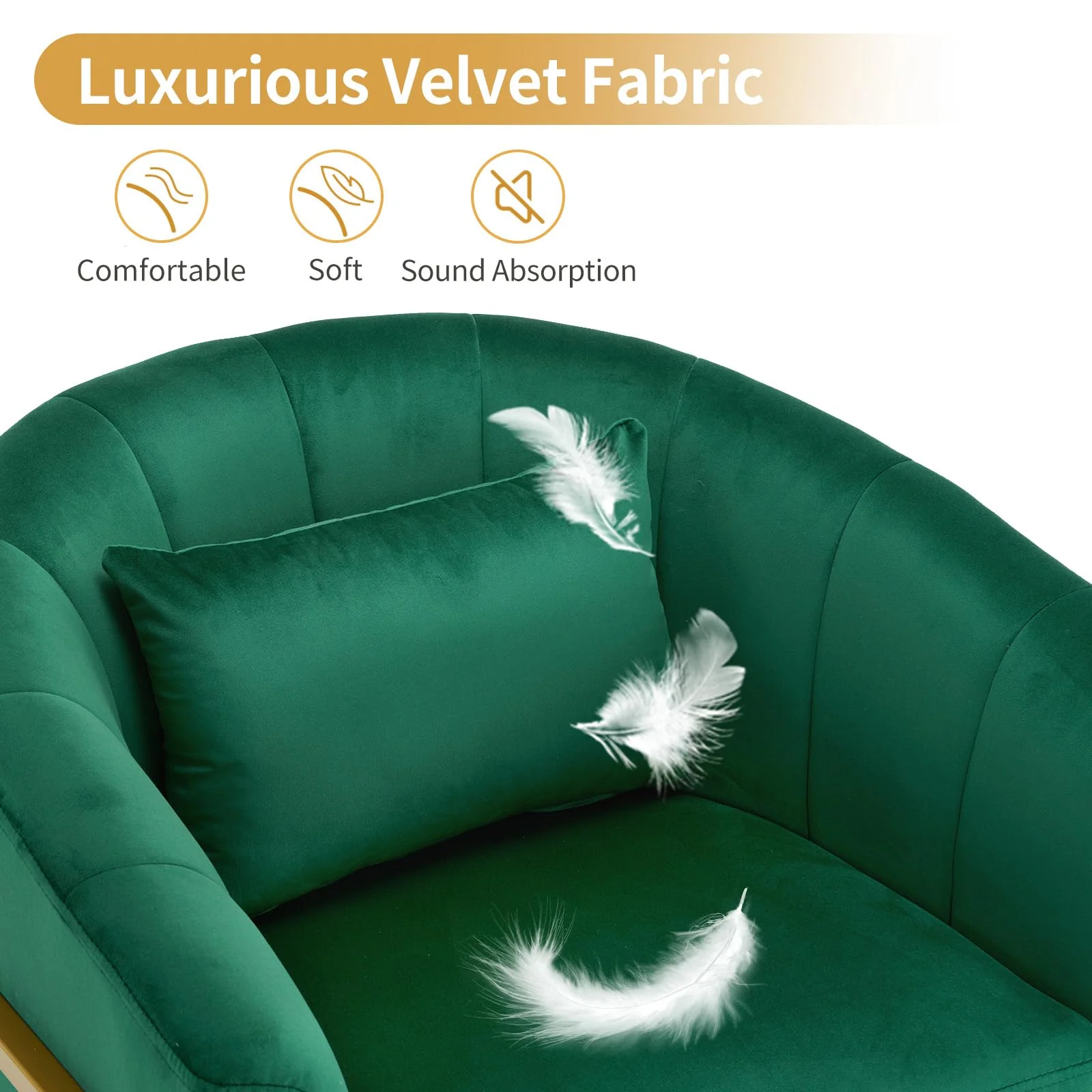 OmySalon Modern Velvet Vanity Manicure Chair with Gold Metal Support & Comfotable Armrest Pillow - Image 13