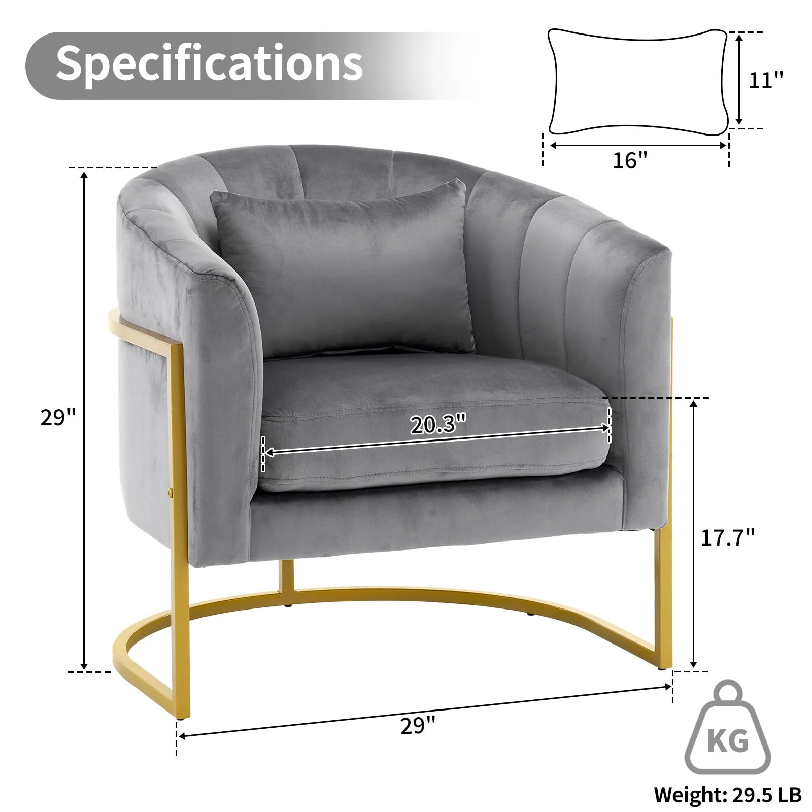 OmySalon Modern Velvet Vanity Manicure Chair with Gold Metal Support & Comfotable Armrest Pillow - Image 19