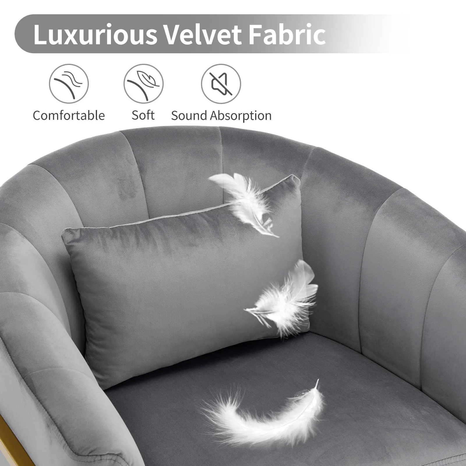 OmySalon Modern Velvet Vanity Manicure Chair with Gold Metal Support & Comfotable Armrest Pillow - Image 21
