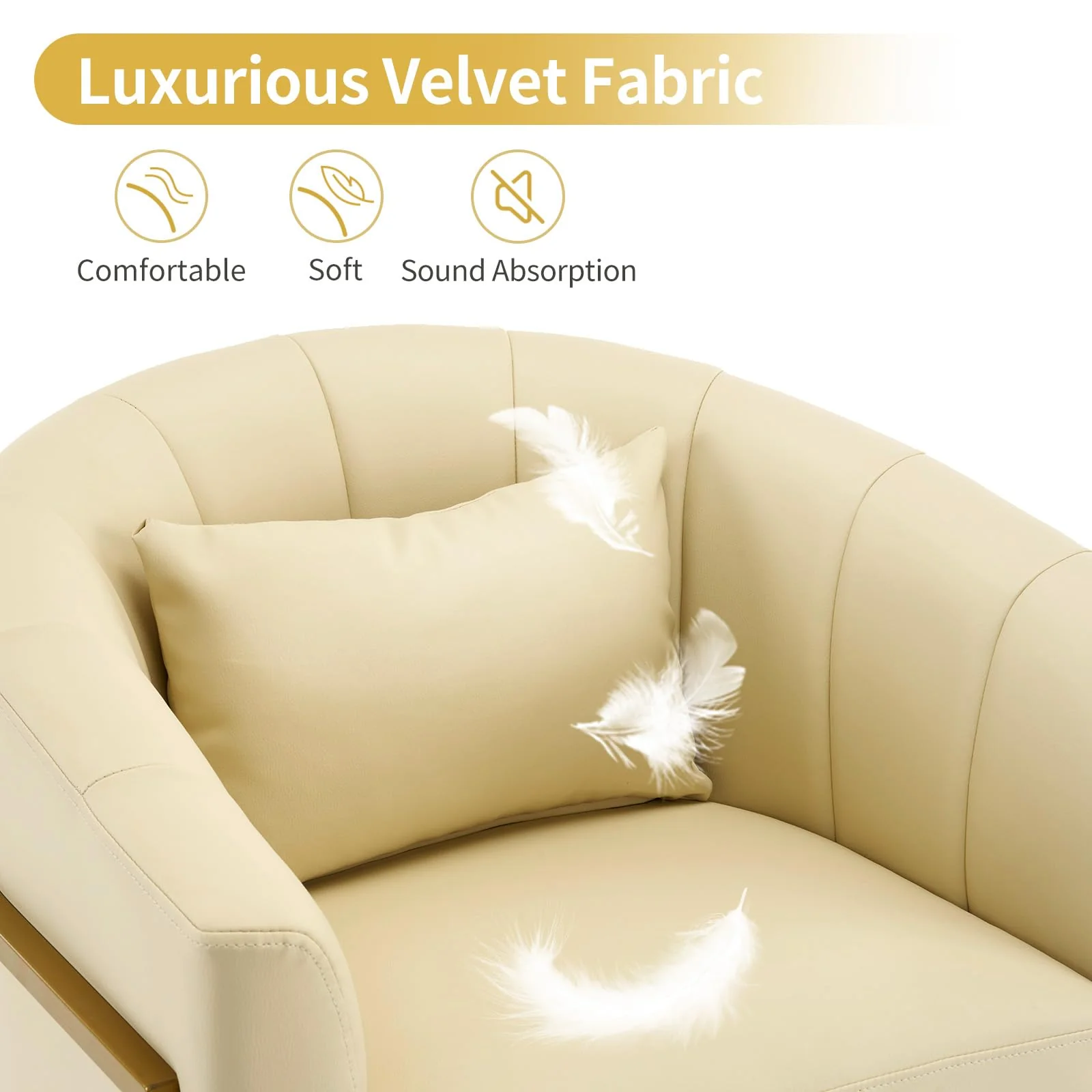 OmySalon Modern Velvet Vanity Manicure Chair with Gold Metal Support & Comfotable Armrest Pillow - Image 29