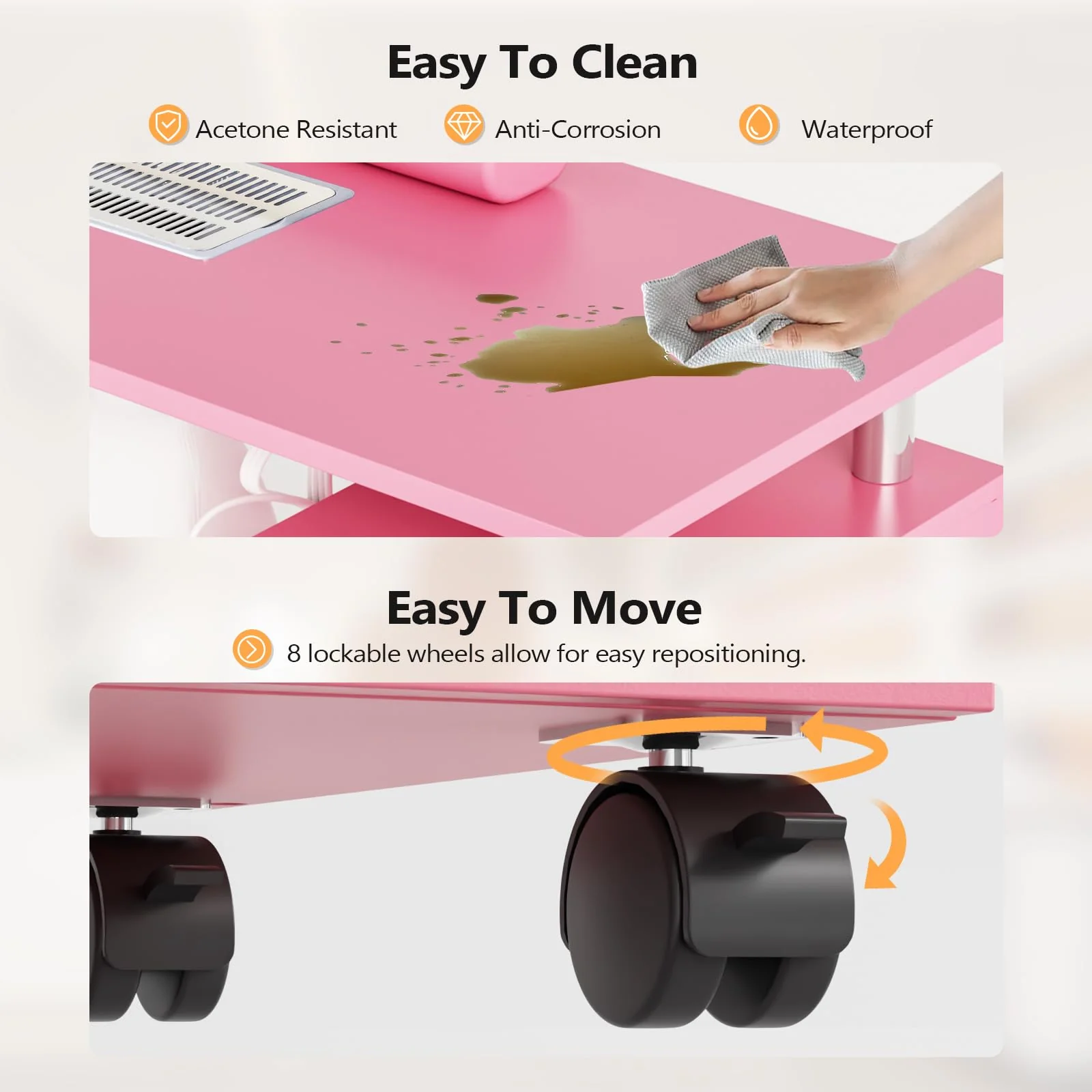 OmySalon MT-DCCH Nail Manicure Table and Chair Set w/Electric Dust Collector & Wrist Rest - Image 19