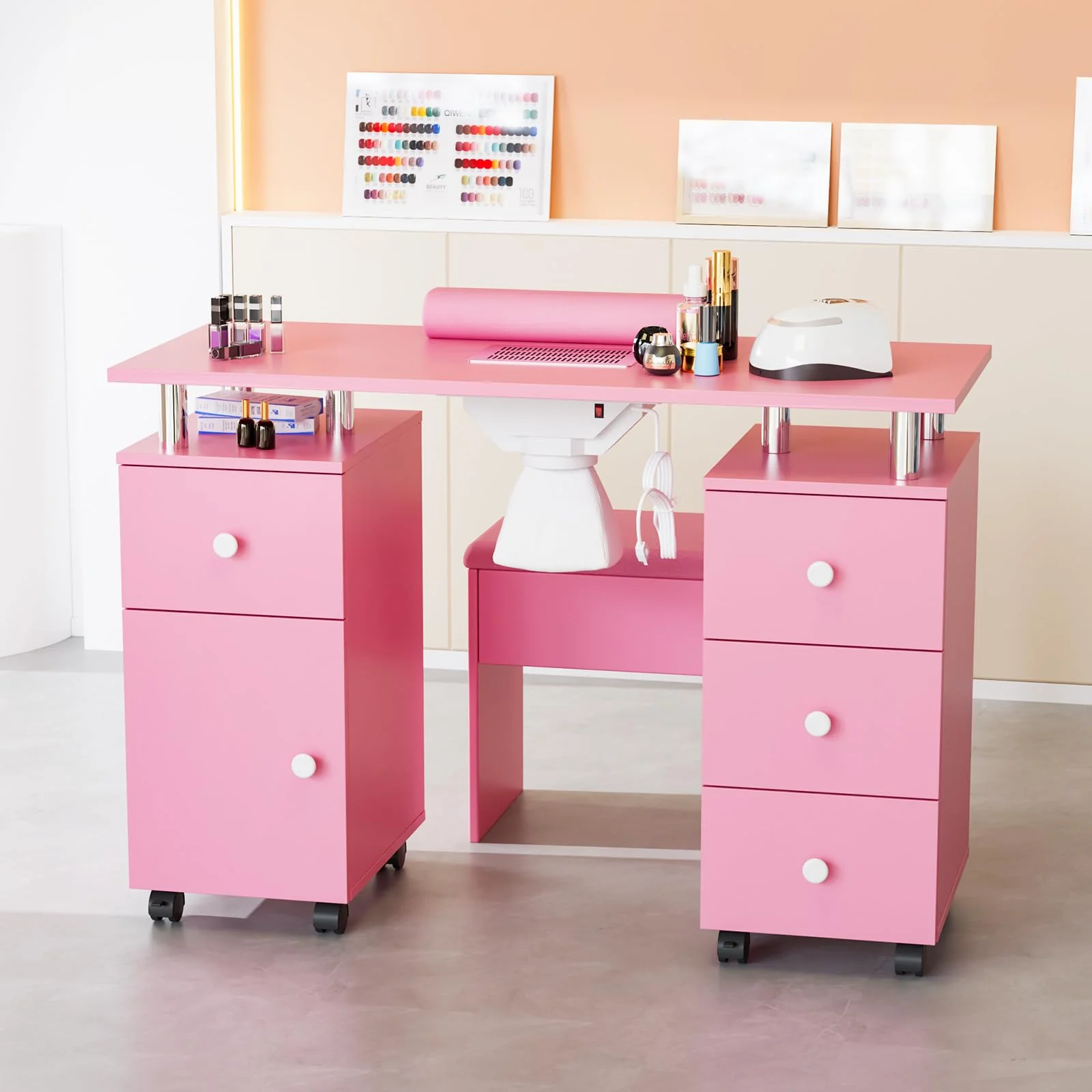 OmySalon MT-DCCH Nail Manicure Table and Chair Set w/Electric Dust Collector & Wrist Rest - Image 20