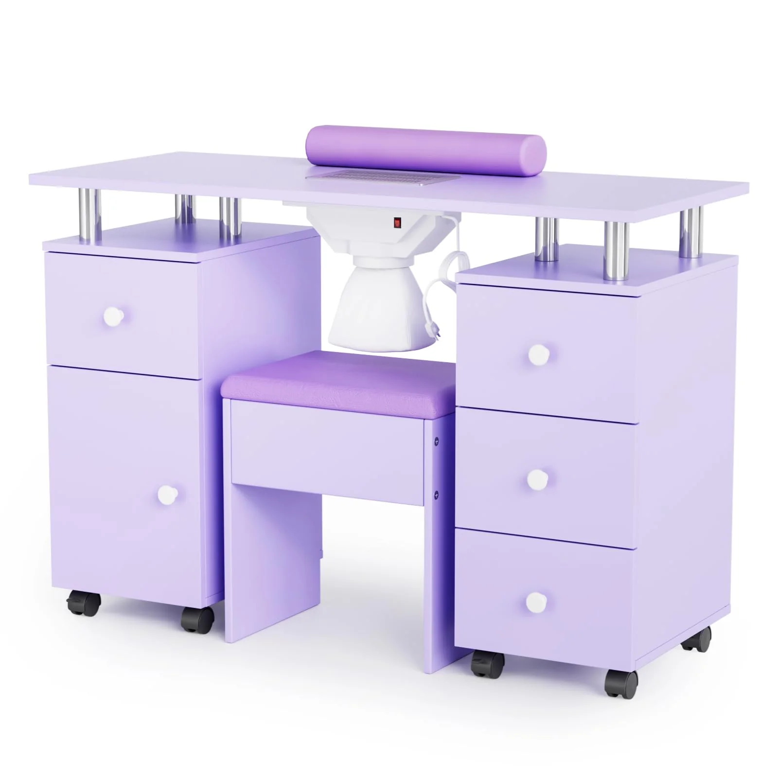 OmySalon MT-DCCH Nail Manicure Table and Chair Set w/Electric Dust Collector & Wrist Rest - Image 21