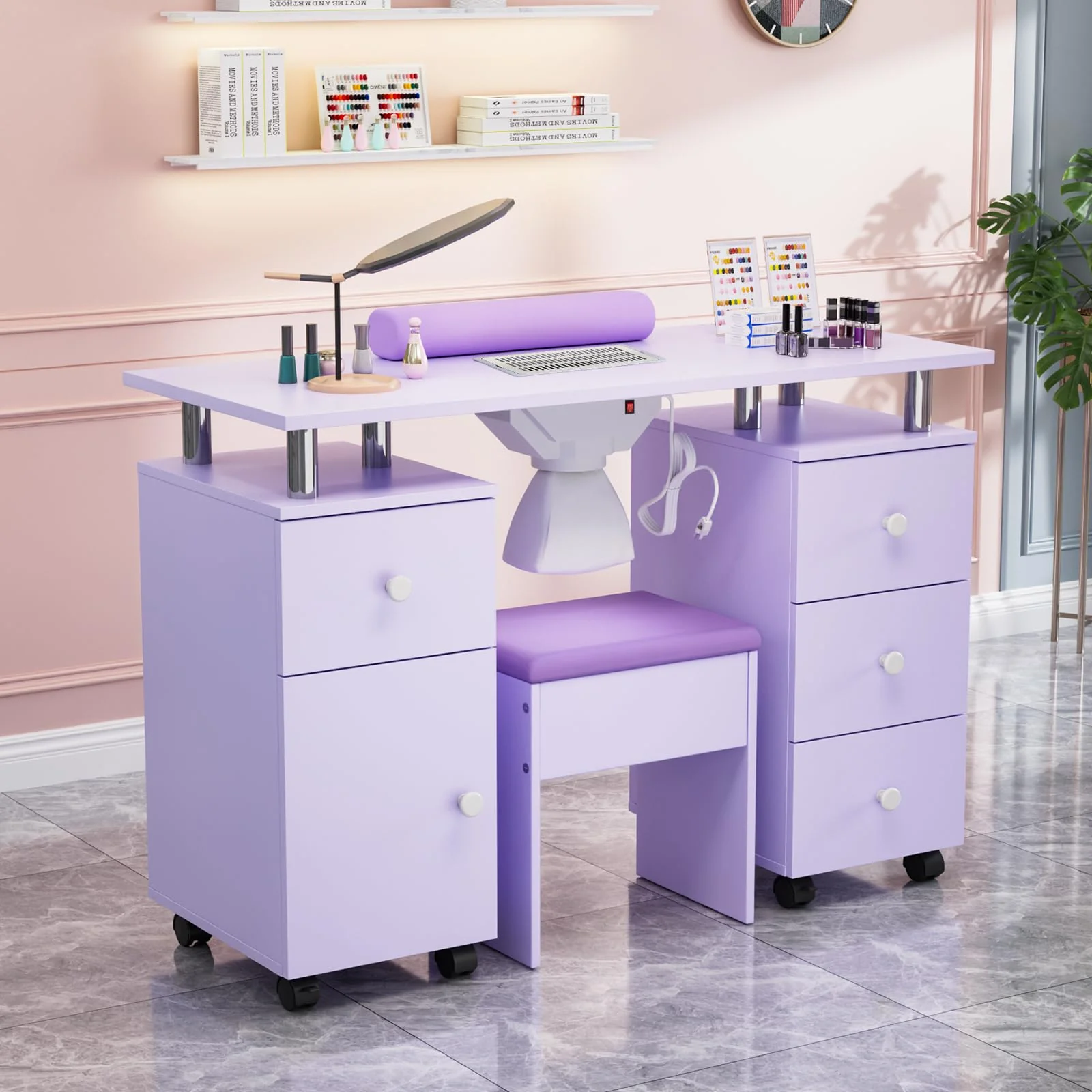 OmySalon MT-DCCH Nail Manicure Table and Chair Set w/Electric Dust Collector & Wrist Rest - Image 22