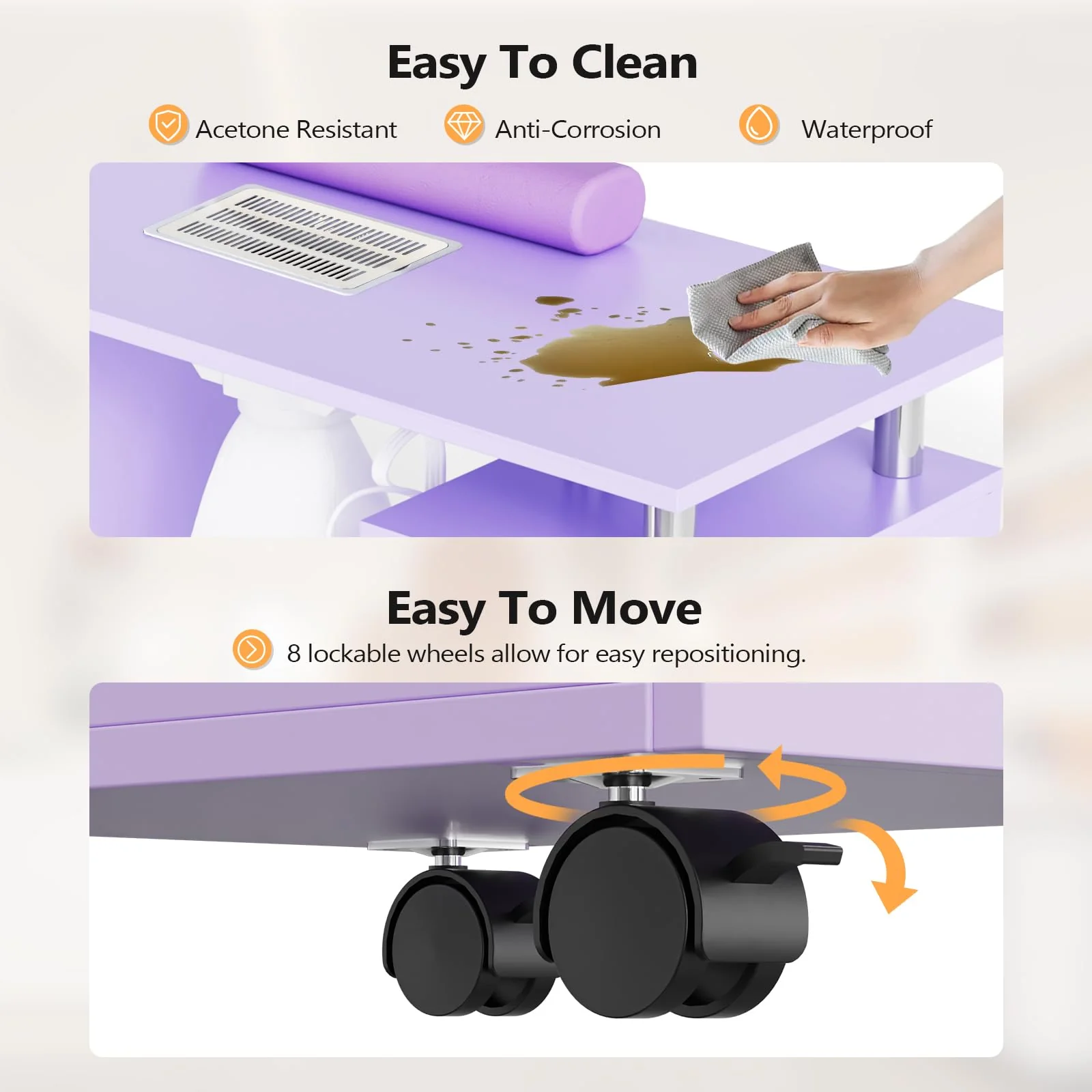 OmySalon MT-DCCH Nail Manicure Table and Chair Set w/Electric Dust Collector & Wrist Rest - Image 26