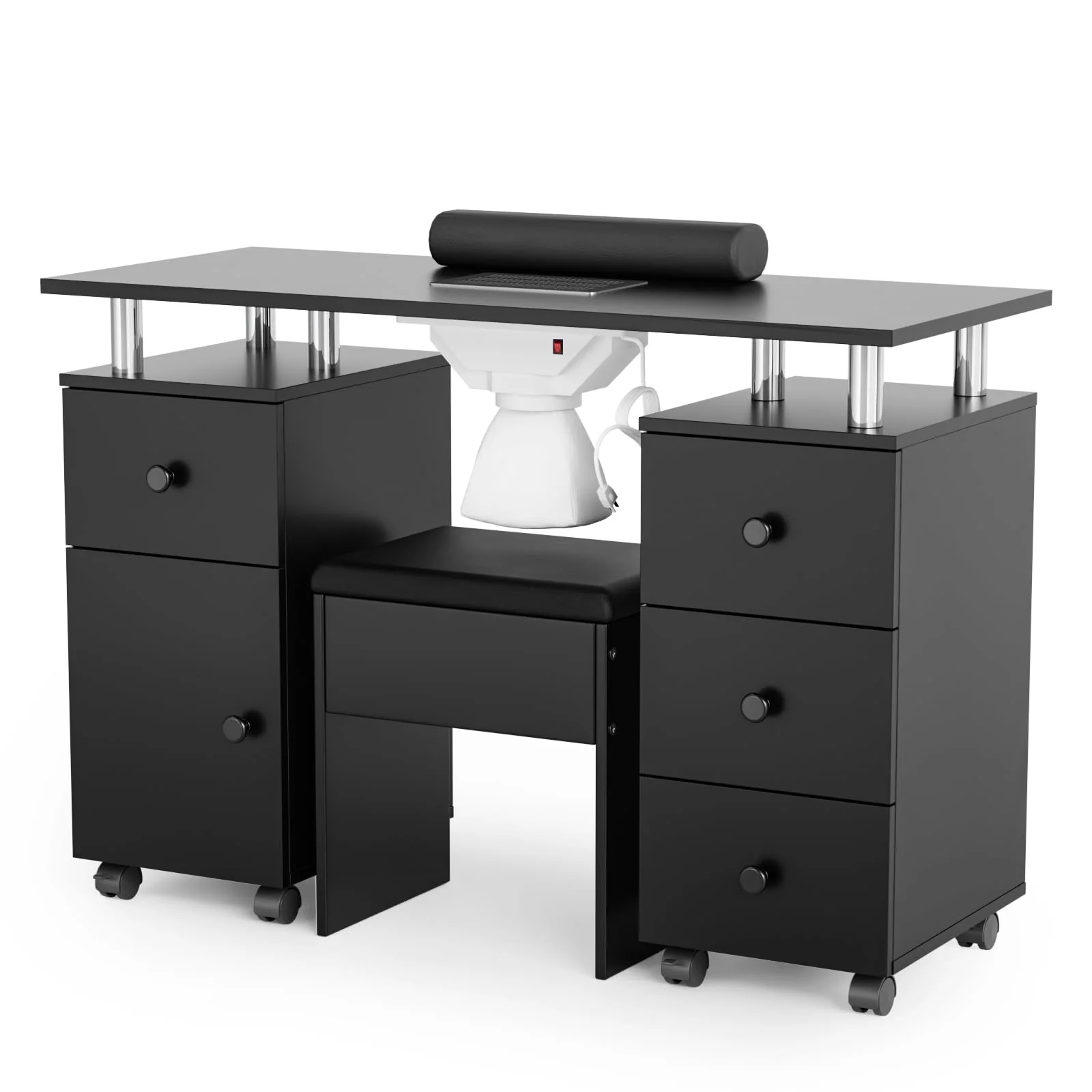 OmySalon MT-DCCH Nail Manicure Table and Chair Set w/Electric Dust Collector & Wrist Rest - Image 7