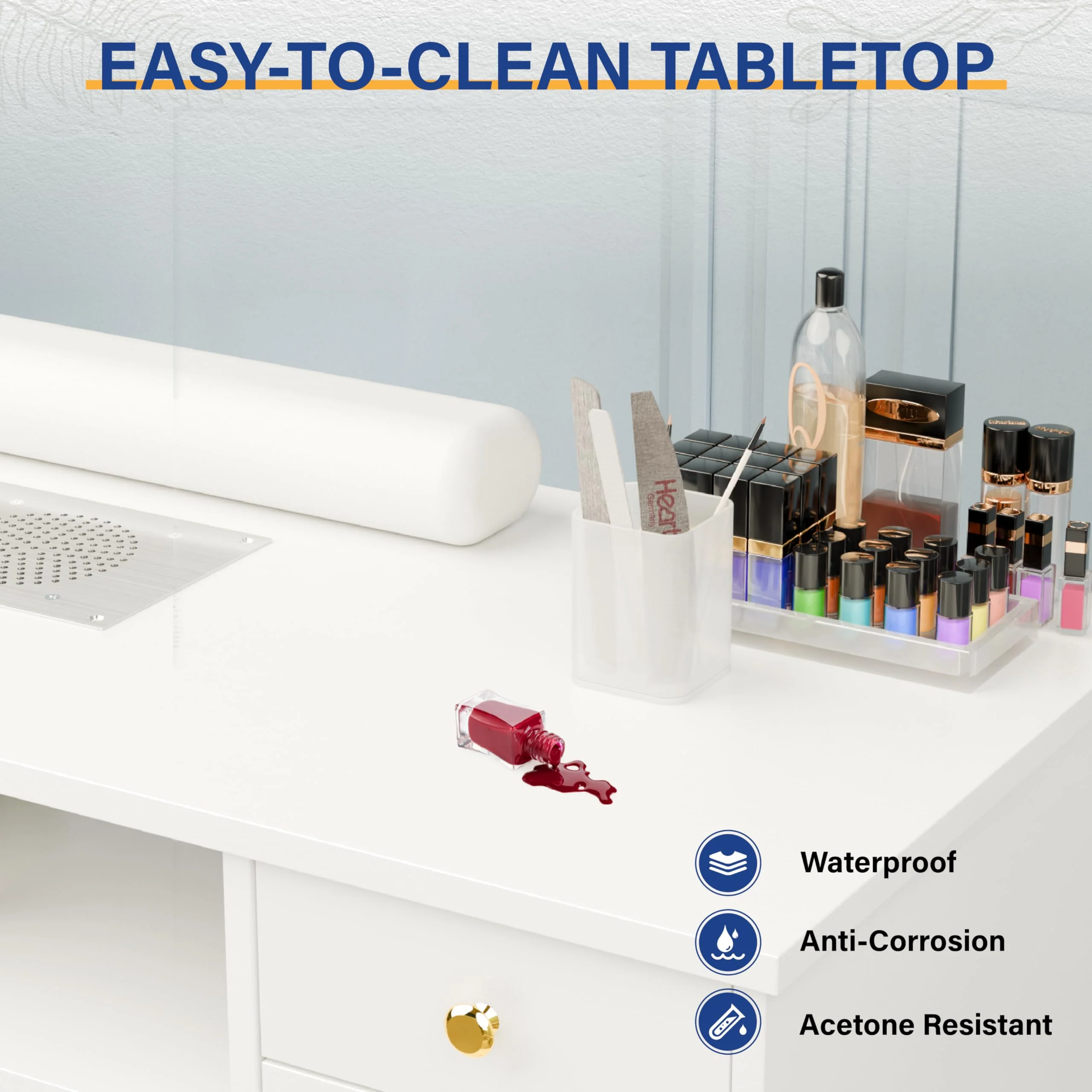 OmySalon MT-FORMED Nail Manicure Table w/Electric Dust Collector & Wrist Rest - Image 14