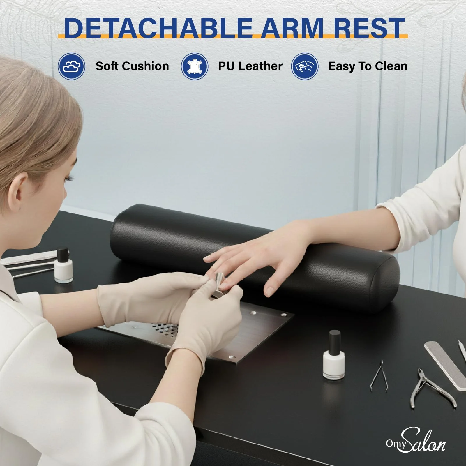 OmySalon MT-FORMED Nail Manicure Table w/Electric Dust Collector & Wrist Rest - Image 6